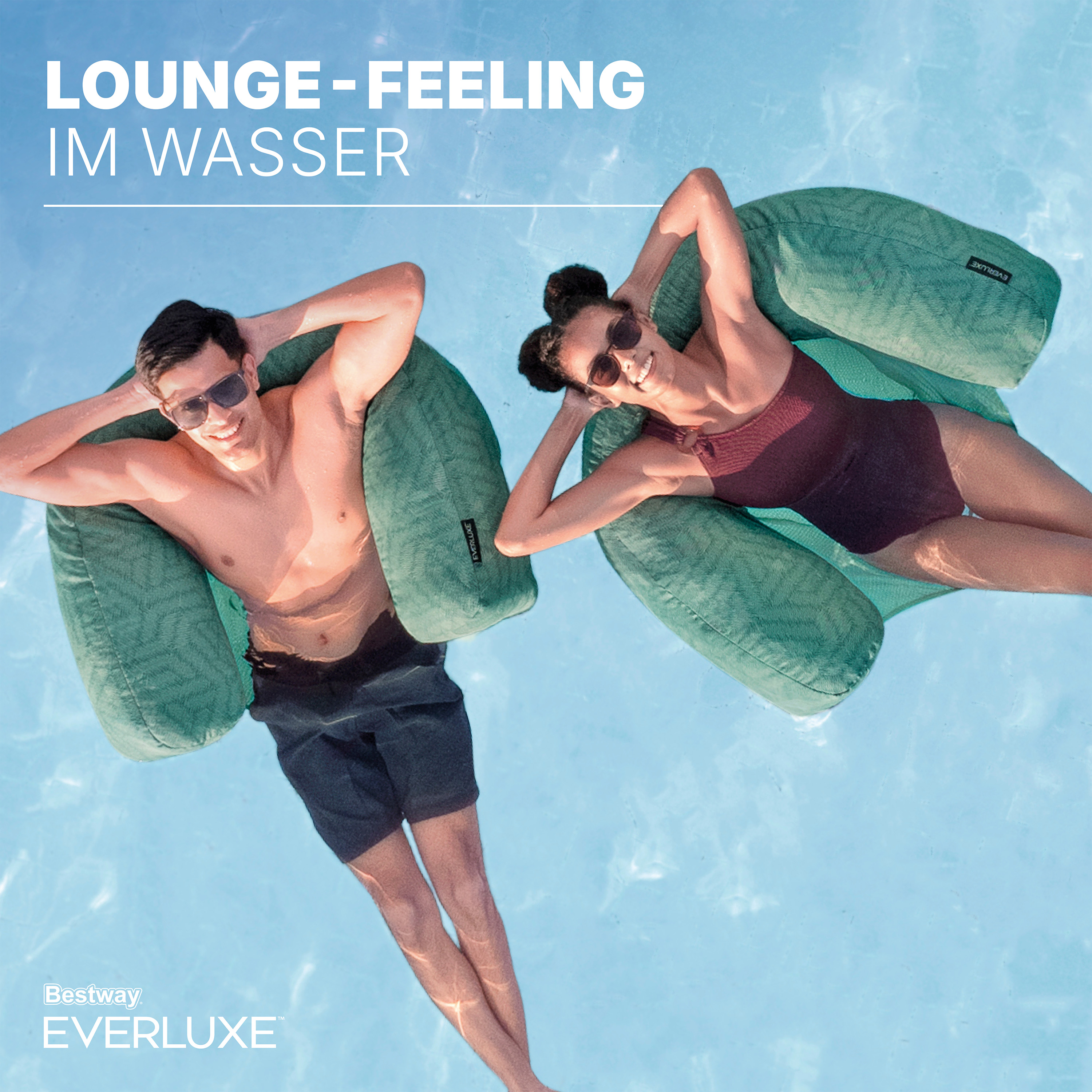 Everluxe™ Poolsitz mit Textiloberfläche und EPS-Perlen-Füllung 92 x 66 x 20 cm