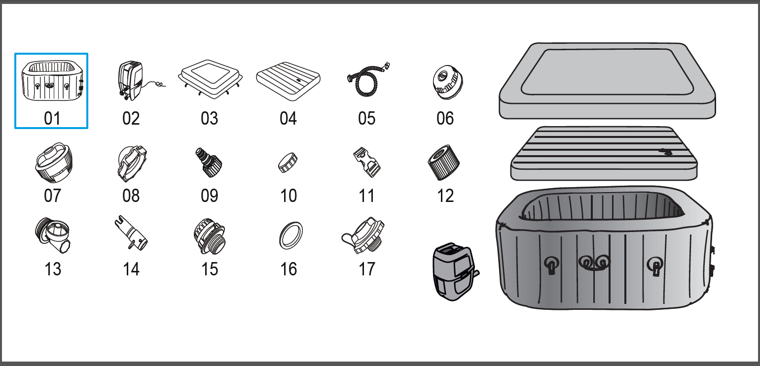 Bestway® Spare Part Liner (grey) for LAY-Z-SPA® Cabo HydroJet™ 180x180x71 cm, angular Bestway® Spare Part Liner (grey) for LAY-Z-SPA® Cabo HydroJet™ 180x180x71 cm, angular