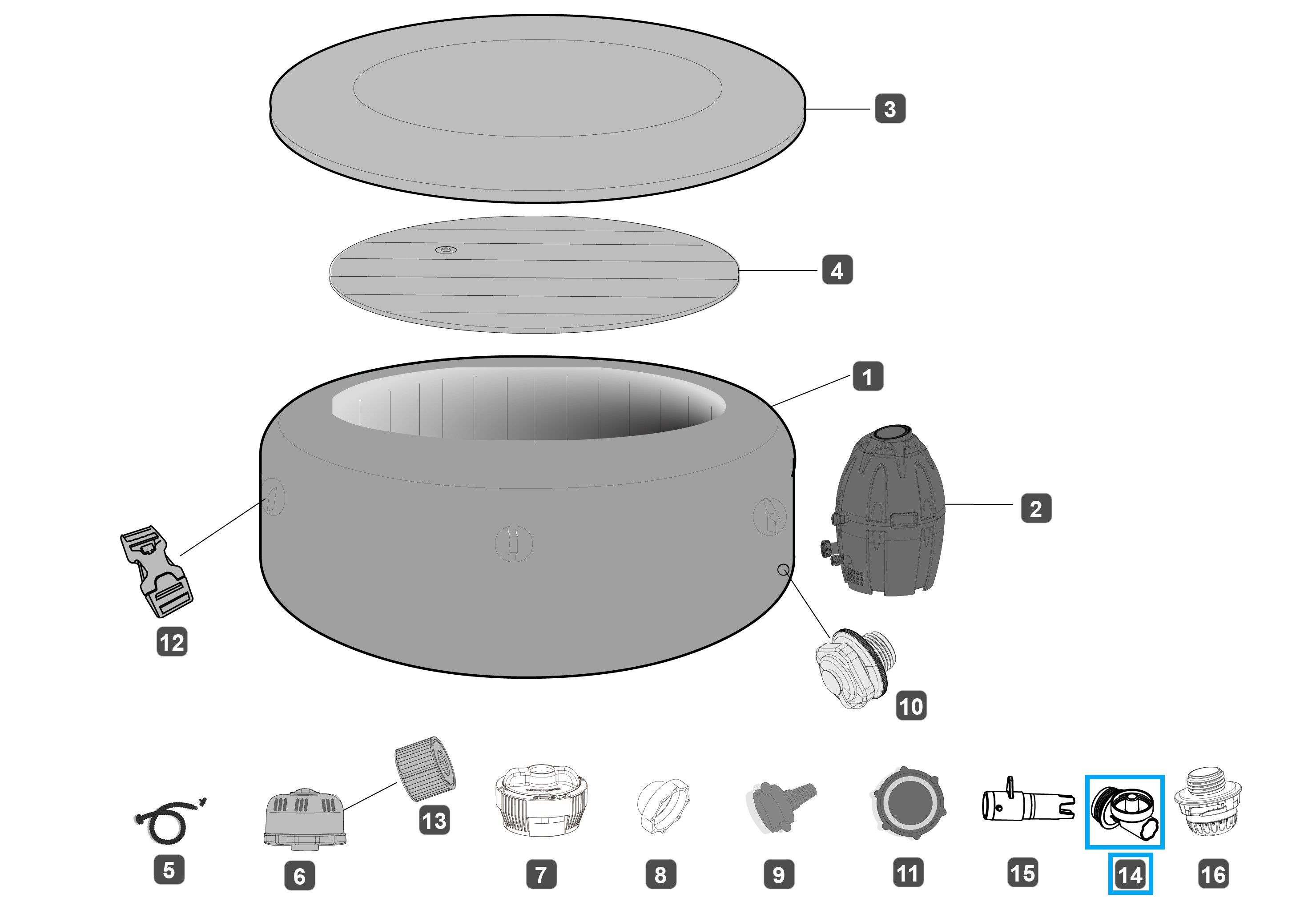 Bestway® Spare Part Deflation t-joint for LAY-Z-SPA® whirlpools (except DropStitch™)