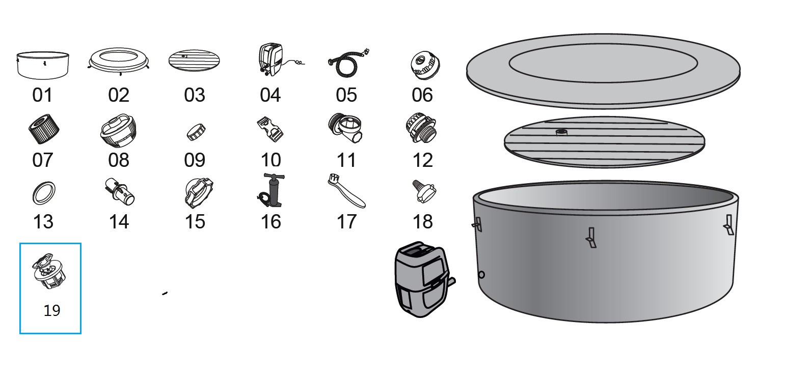 Bestway® Spare Part Air valve cover for LAY-Z-SPA® Helsinki / Vancouver and Hydro-Force™ SUP's