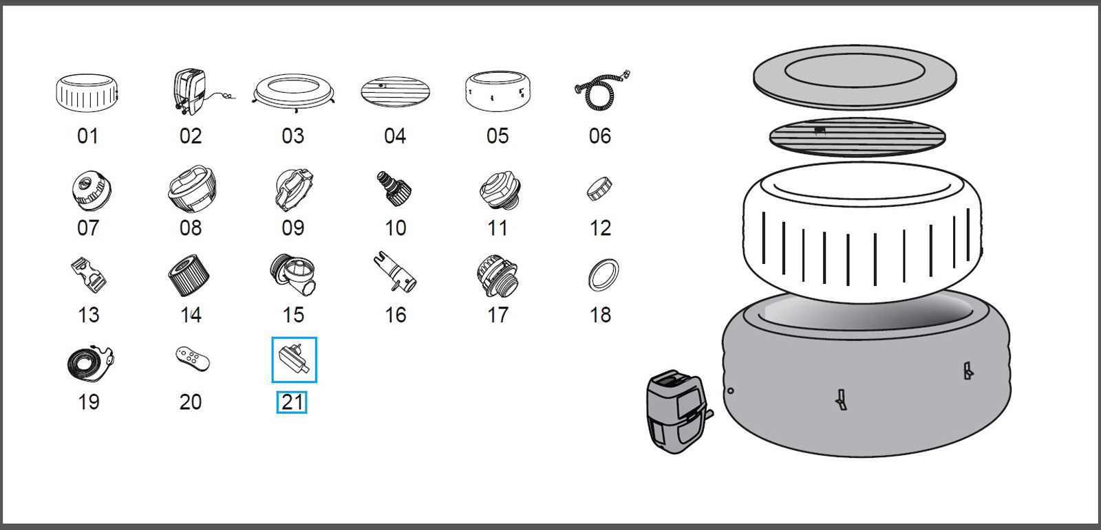 Bestway® Spare Part Transformer for LAY-Z-SPA® whirlpools (from 2021 | EU)