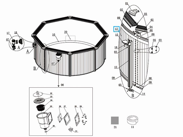 Bestway® Spare Part Steel wall for Hydrium™ Splasher pool Ø 360 x 120 cm, round
