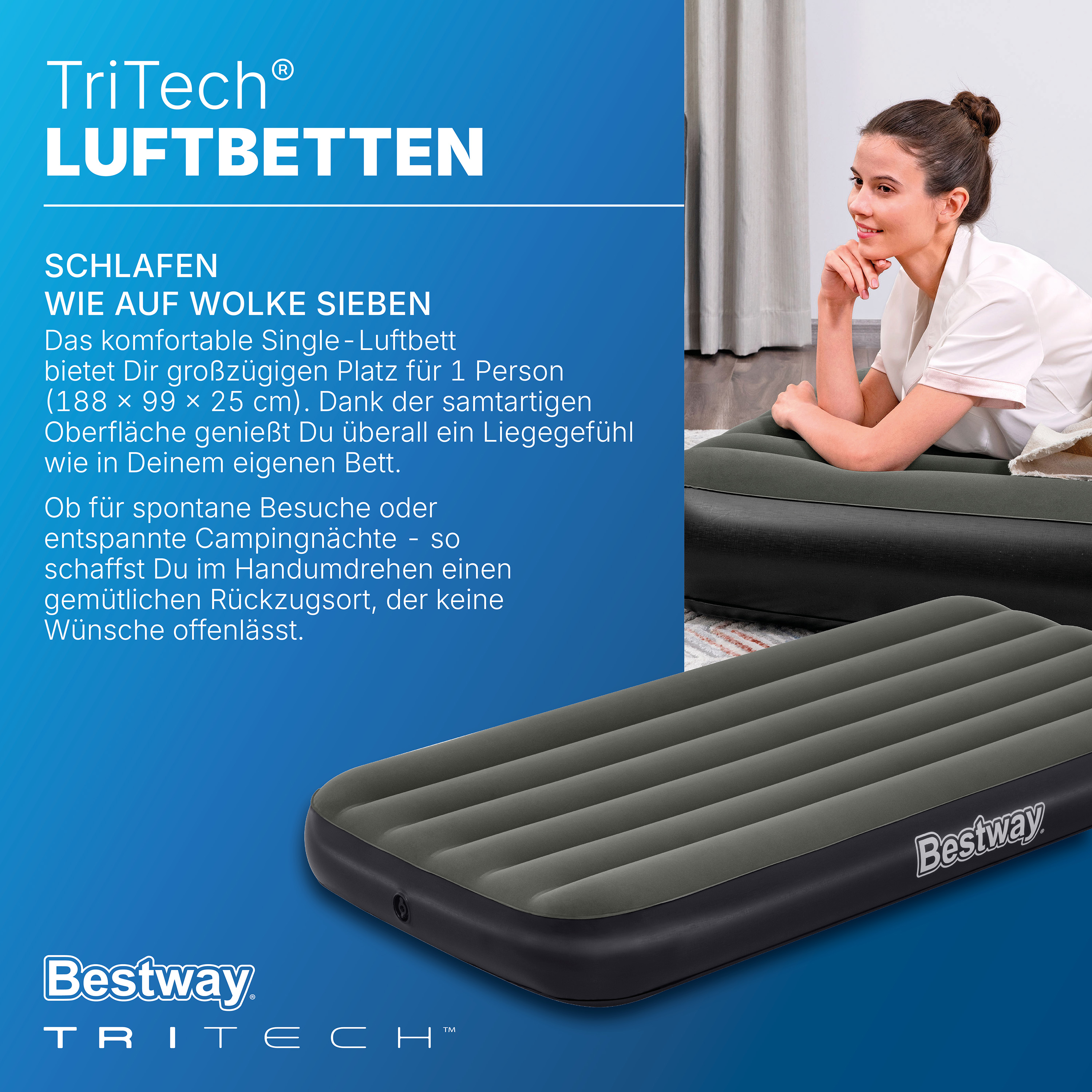 TriTech® Single-Luftbett 188 x 99 x 25 cm