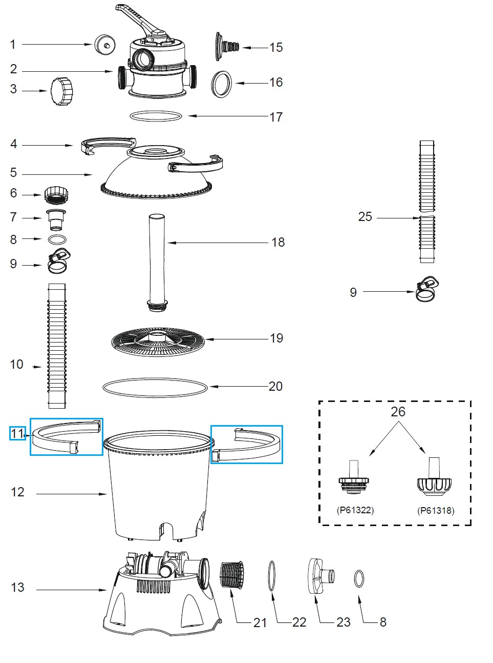 Bestway® Spare Part Clamp assembly for Flowclear™ sand filter unit (58515, 58634)