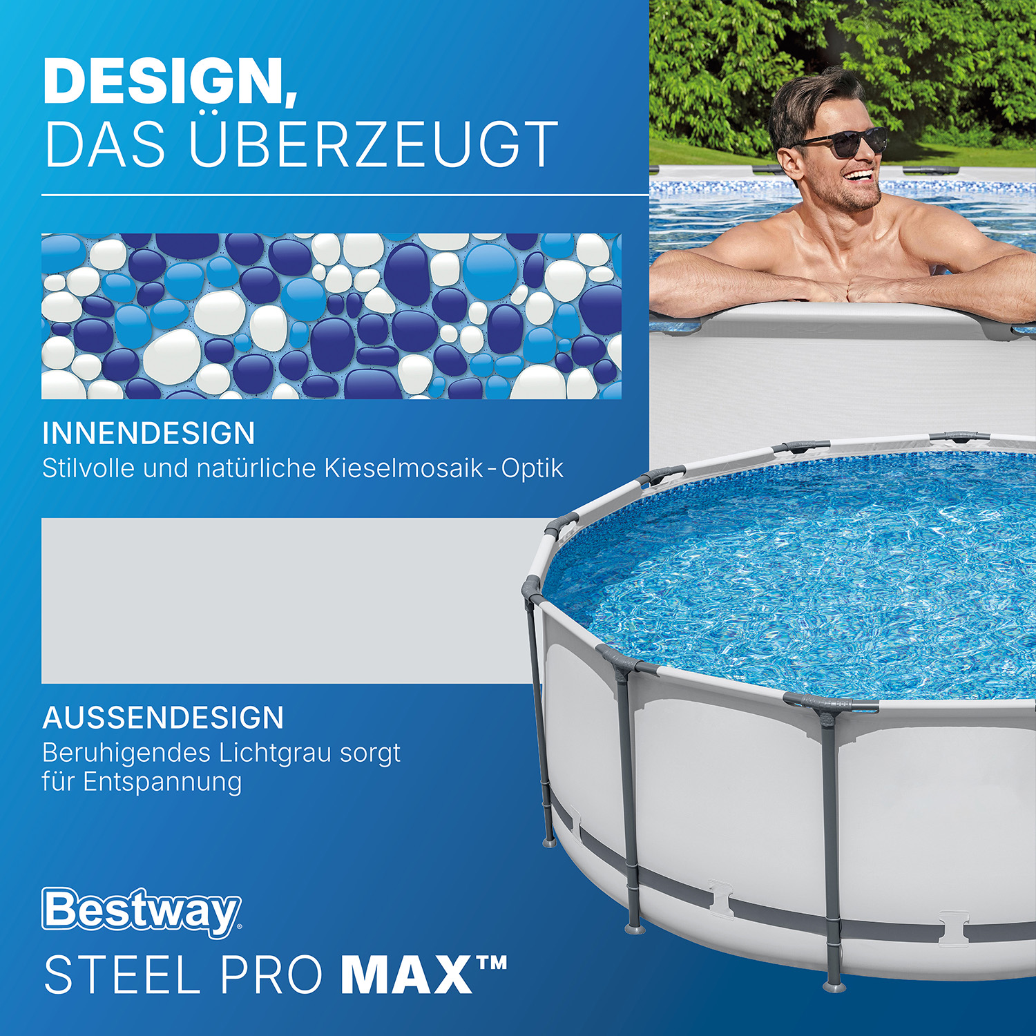 Steel Pro MAX™ Solo Pool ohne Zubehör Ø 488 x 122 cm, lichtgrau, rund