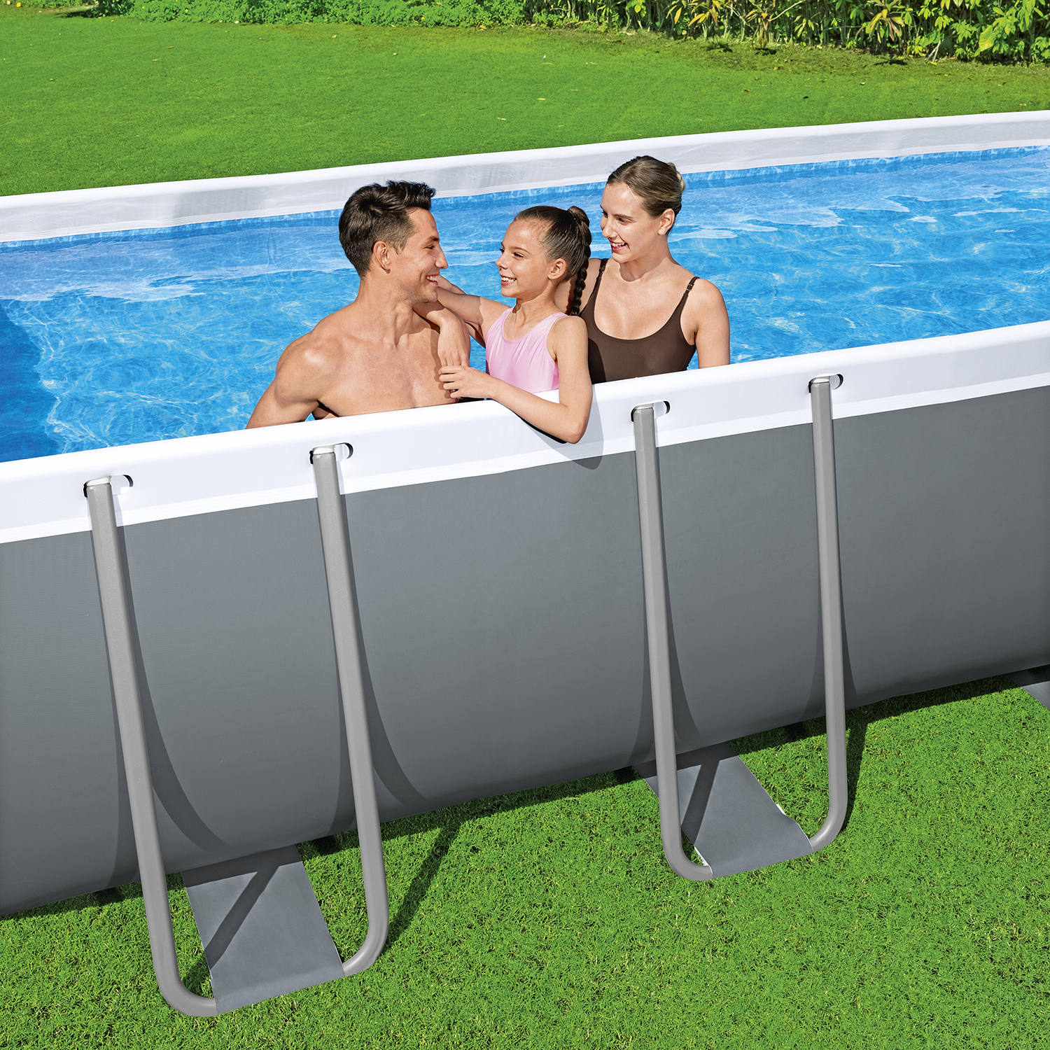 Steel  Pro MAX™ Frame Pool Komplett-Set mit Filterpumpe 549 x 274 x 122 cm, grau, eckig