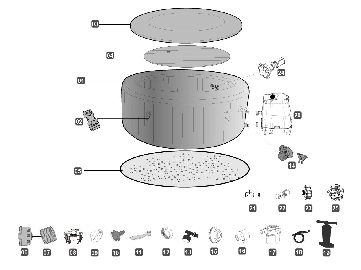 Bestway® Spare Part Gear set for inlet (grey / 2 pieces) for LAY-Z-SPA® HydroJet Pro™ (until 2020)
