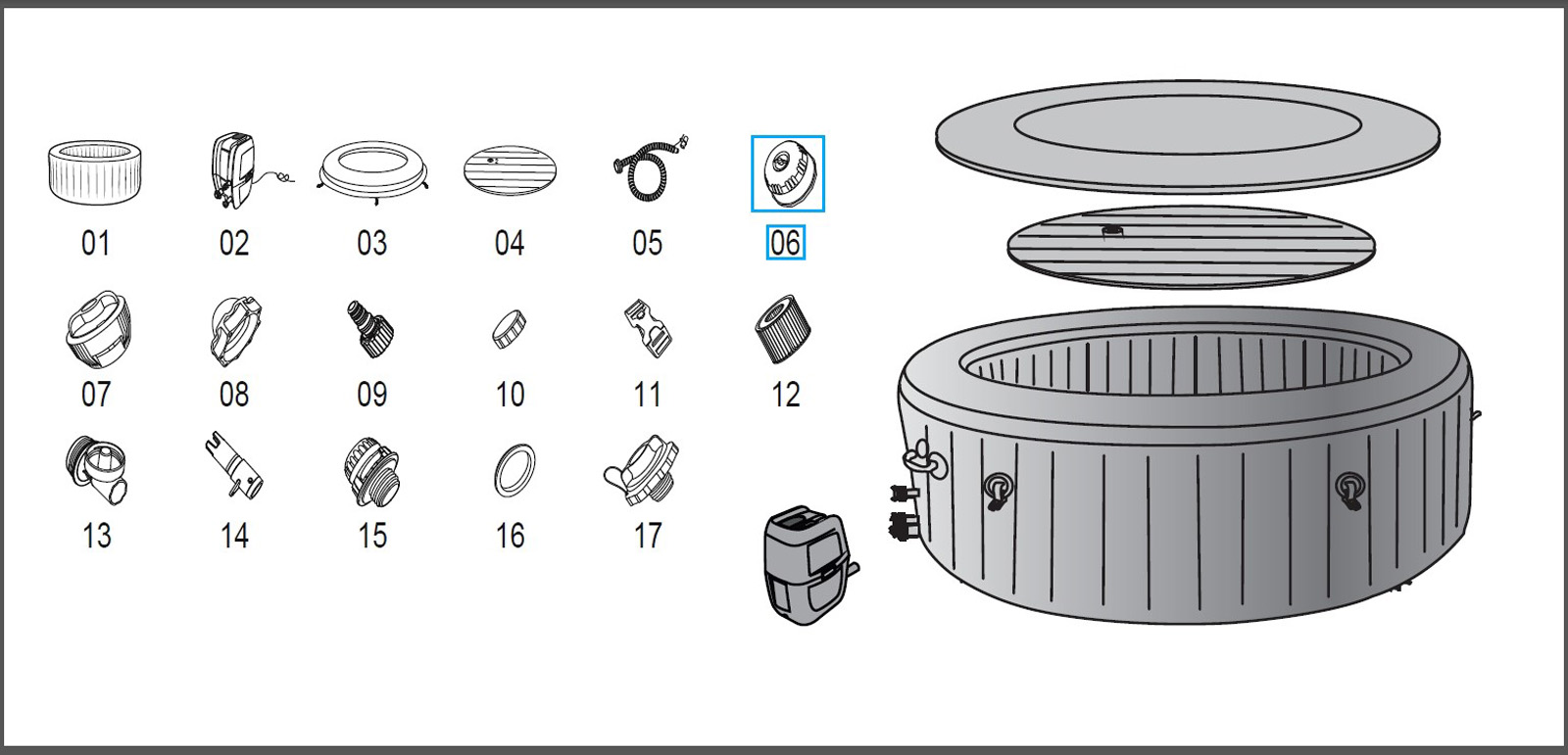 Bestway® Spare Part Filter set (cartridge not included) for LAY-Z-SPA® whirlpools (from 2021)