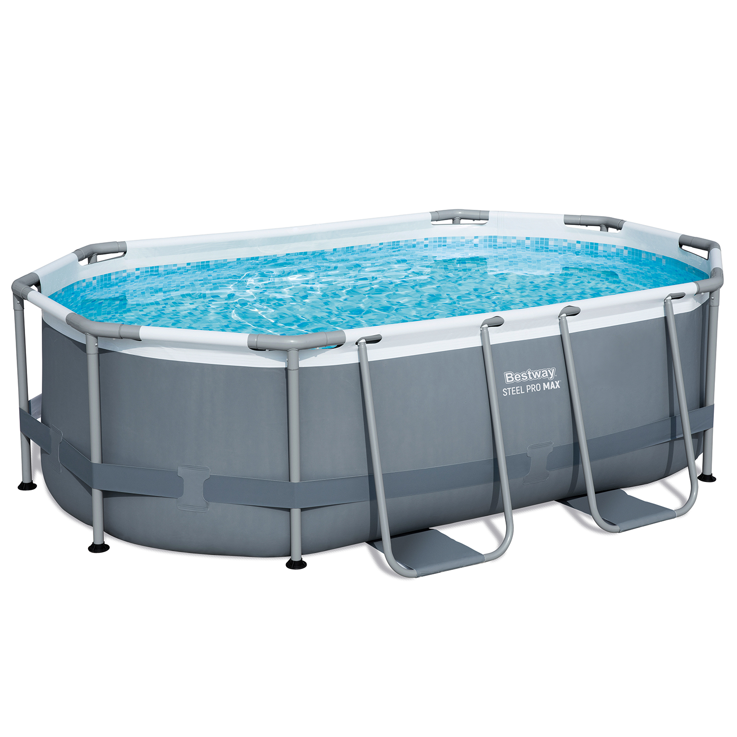 Steel Pro MAX™ Frame Pool Set mit Filterpumpe 305 x 200 x 84 cm, grau, oval