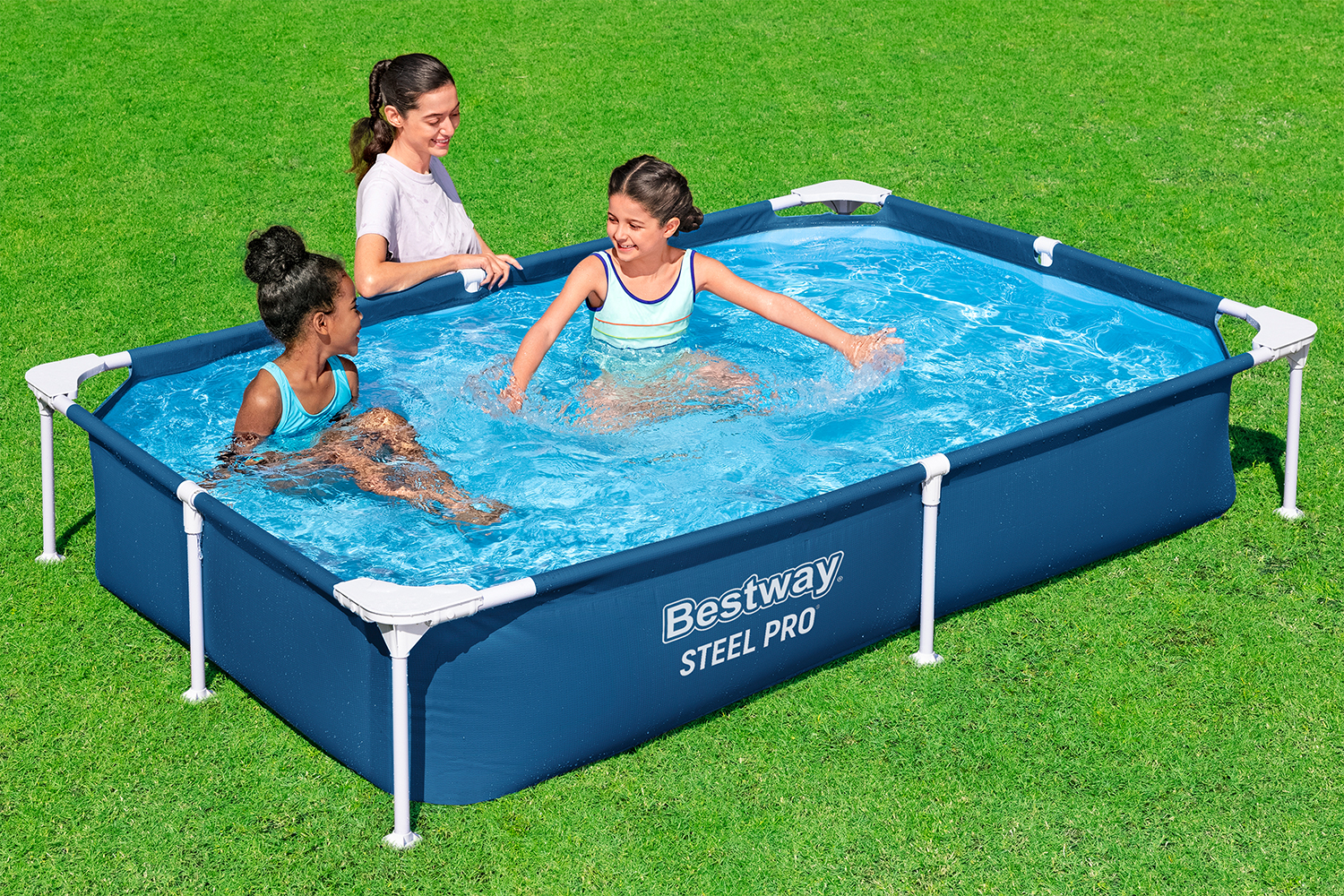 Steel Pro® Frame Pool ohne Pumpe 221 x 150 x 43 cm, dunkelblau, eckig