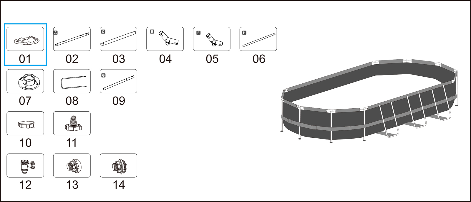 Bestway® Spare Part Pool liner rattan optics (brown) for Power Steel™ Swim Vista Series™ pool 549x274x122cm