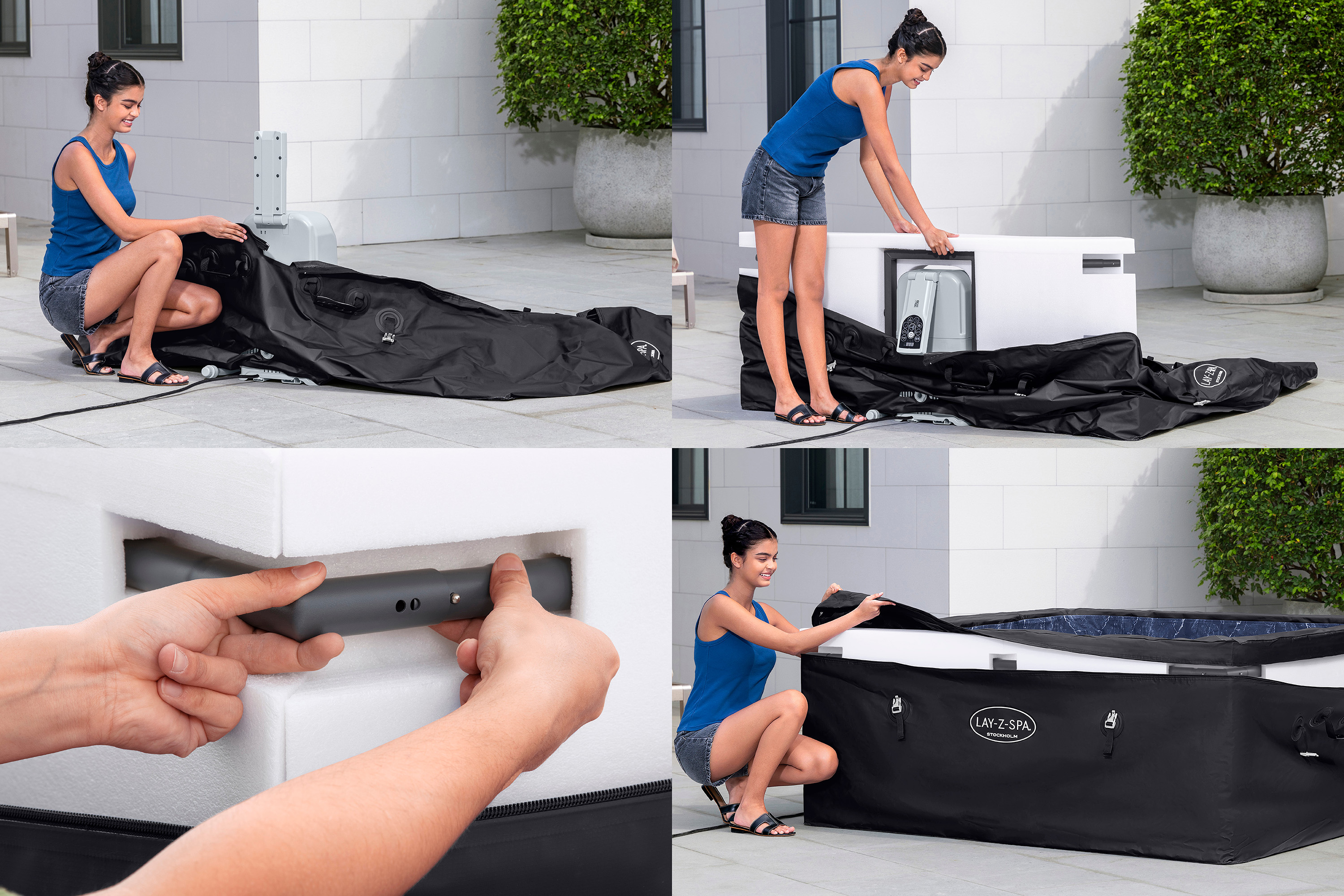 LAY-Z-SPA® ThermaCore™ Energiespar Whirlpool Stockholm AirJet™ mit App Steuerung, für 6 Personen, 164 x 164 x 65 cm, eckig