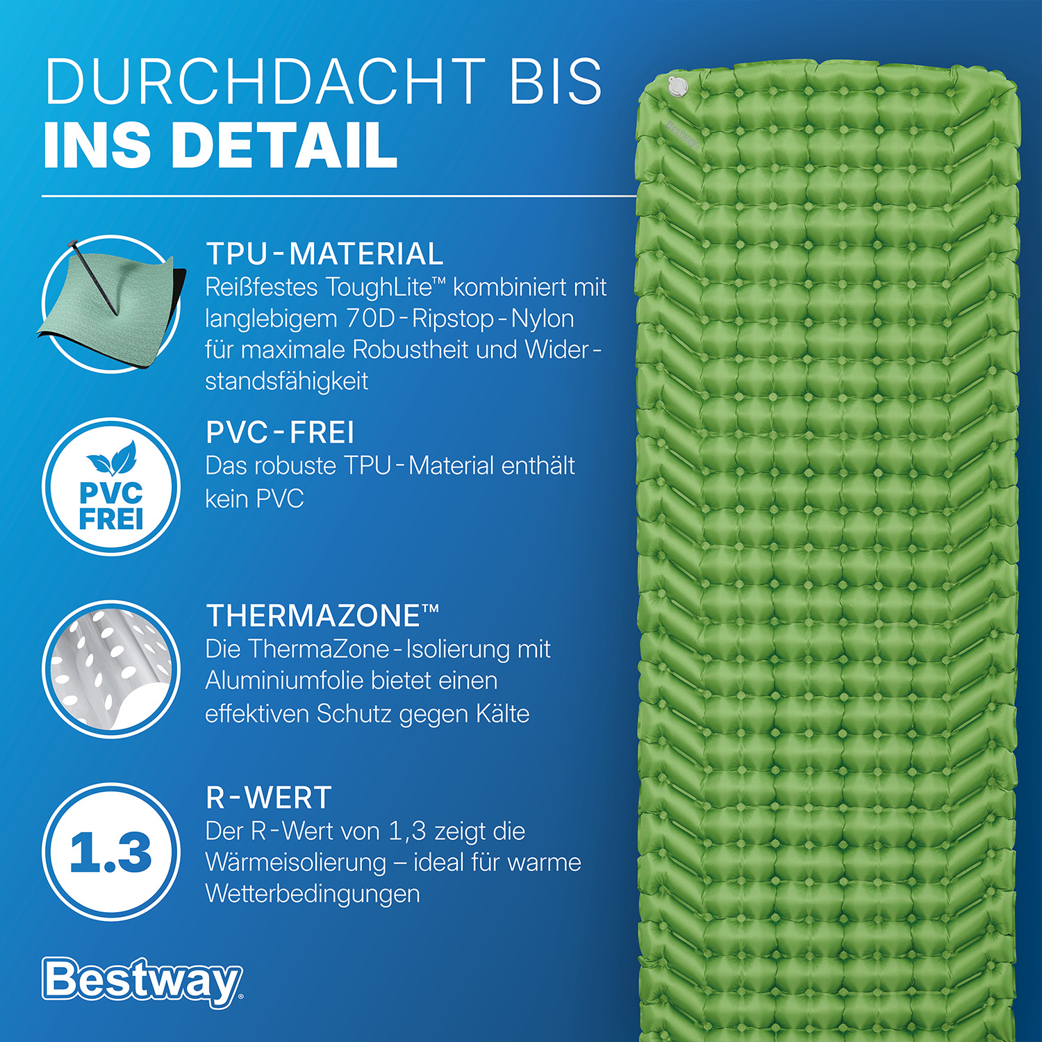 aufblasbare Single XL Isomatte WanderLite™ 198 x 71 x 6,5 cm