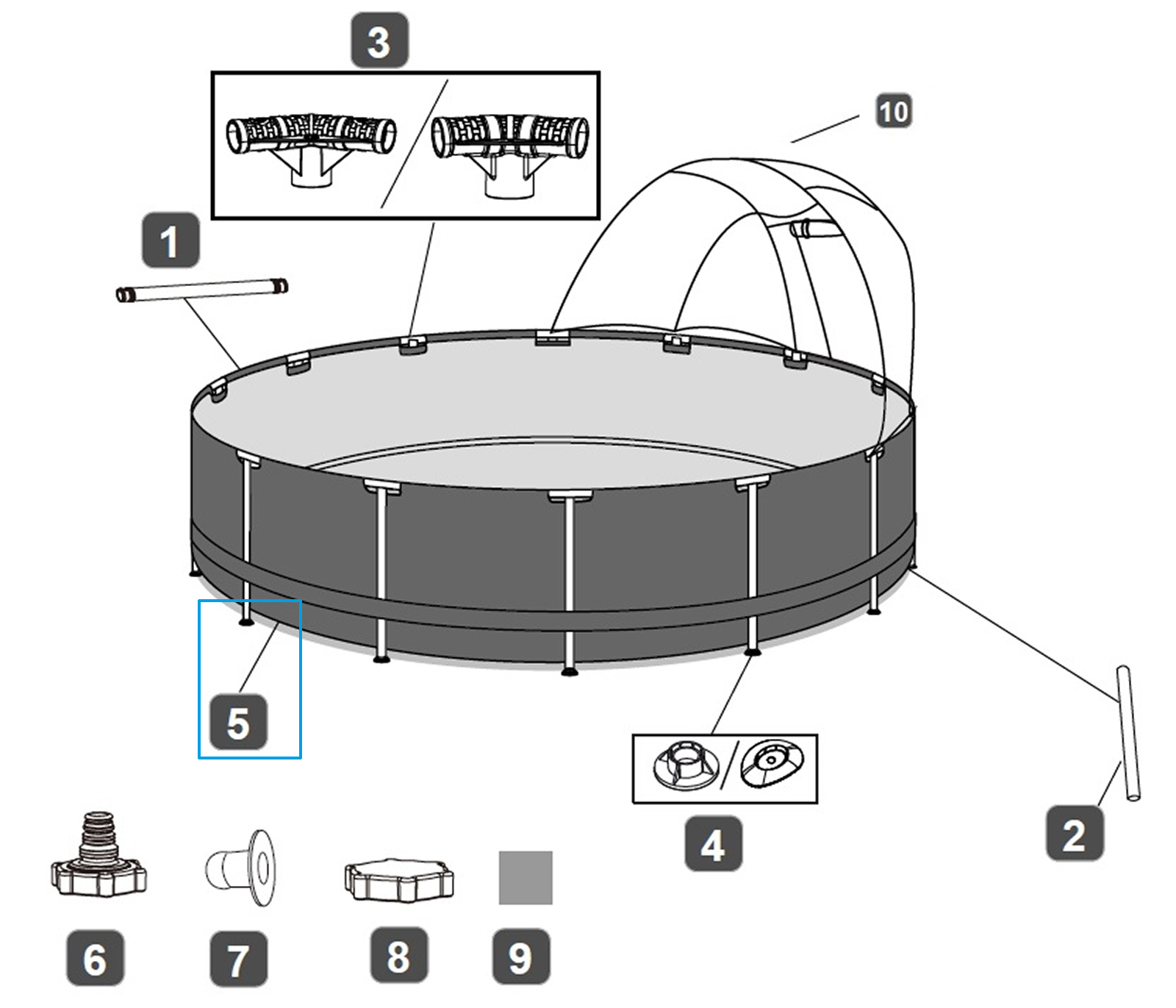 Bestway® Spare Part Pool liner op art design (rich in contrast) for Steel Pro MAX™ pool Ø 396 x 107 cm, round