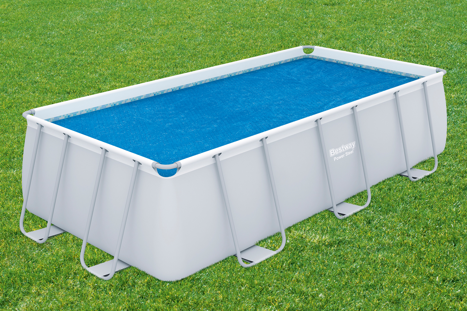 PE-Solarabdeckplane 380 x 180 cm, blau, eckig