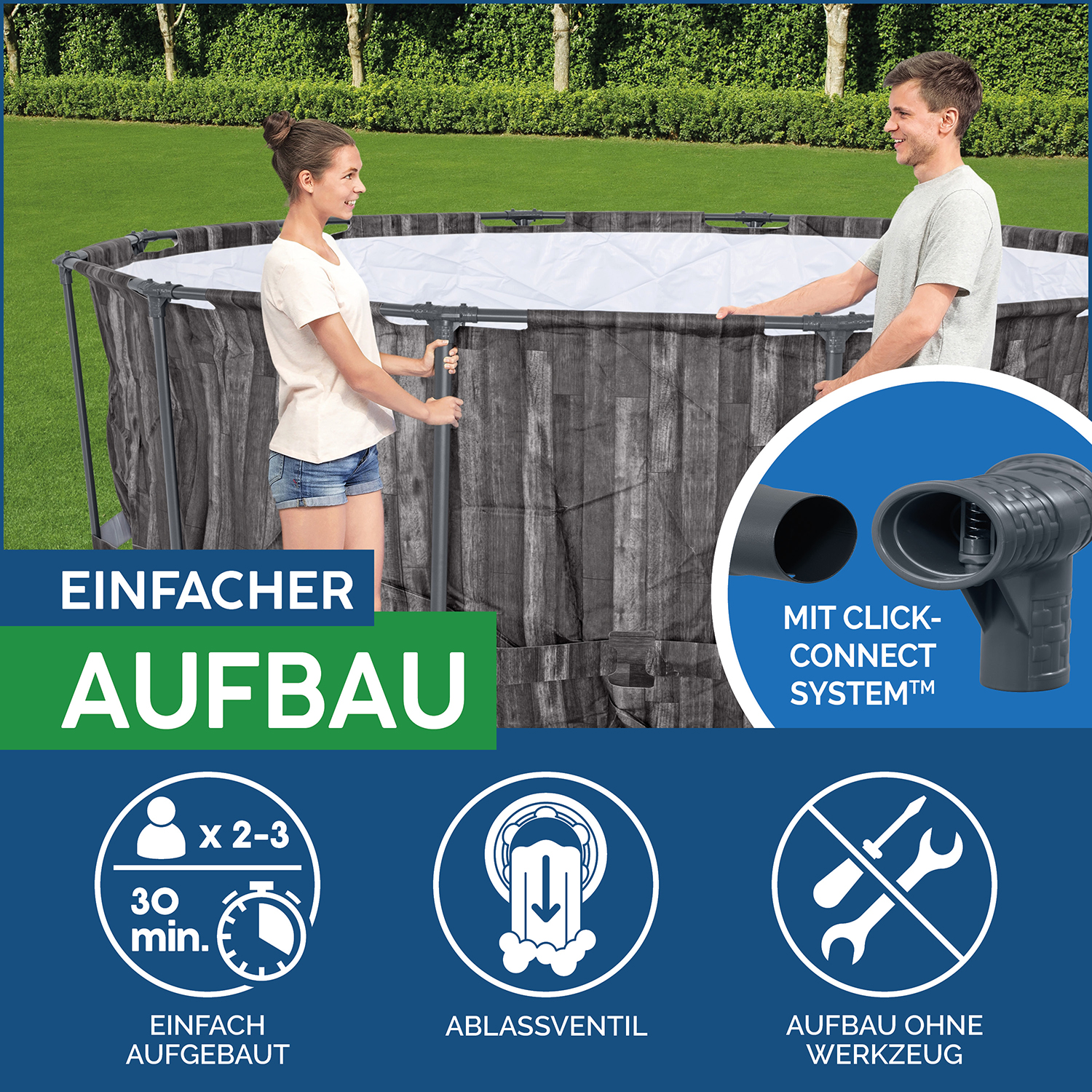 Steel Pro MAX™ Solo Pool ohne Zubehör Ø 427 x 107 cm, Holz-Optik (Mooreiche), rund