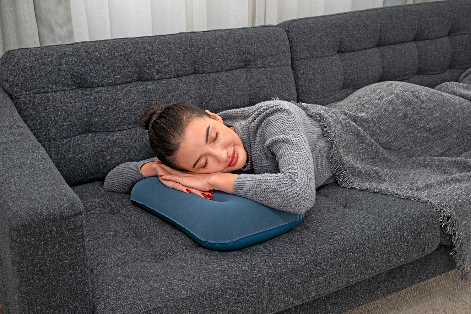 Aufblasbares Camping-Kissen 42 x 26 x 10 cm, sortiert Aufblasbares Camping-Kissen 42 x 26 x 10 cm, sortiert