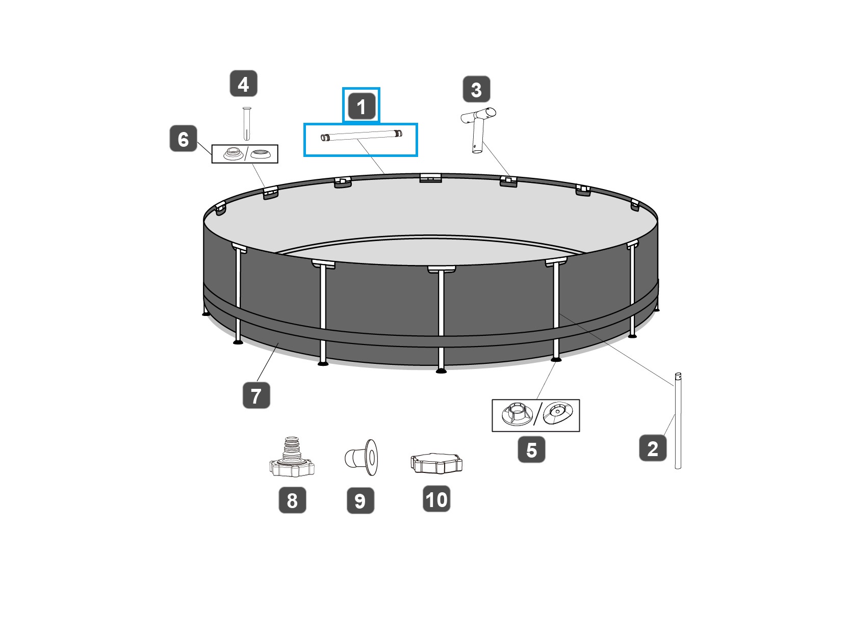Bestway® Spare Part Top rail (brown) for Steel Pro MAX™ frame pools Ø 366 x 100 cm, round Bestway® Spare Part Top rail (brown) for Steel Pro MAX™ frame pools Ø 366 x 100 cm, round