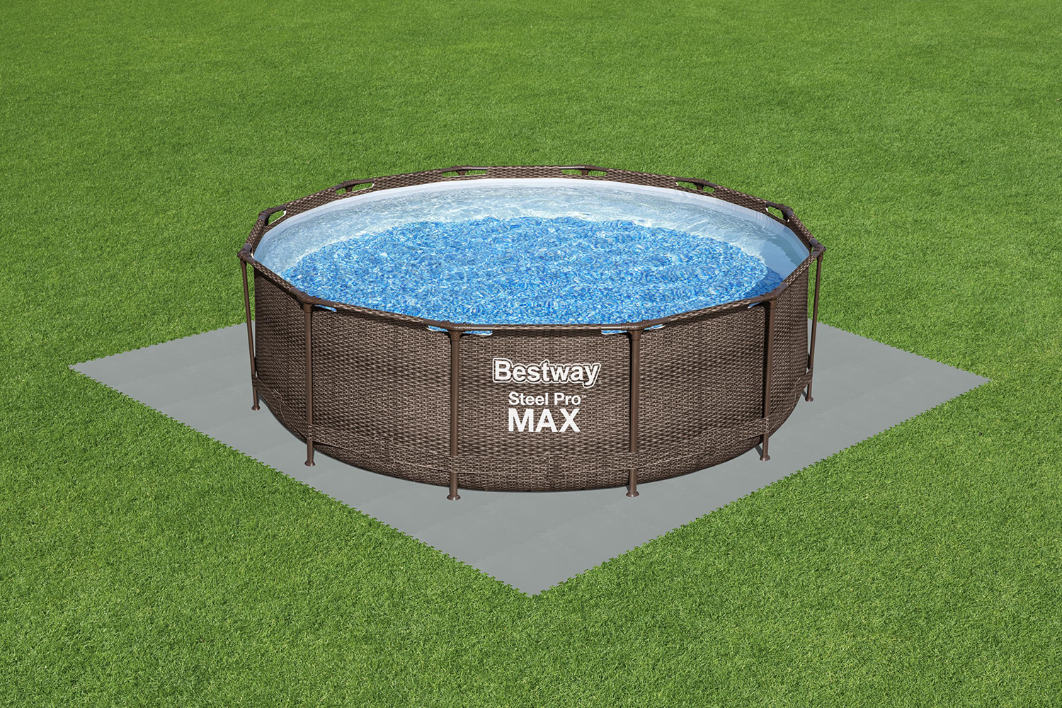 Flowclear™ Pool-Bodenschutzfliesen Set, 9 Stück á 50 x 50 cm, grau