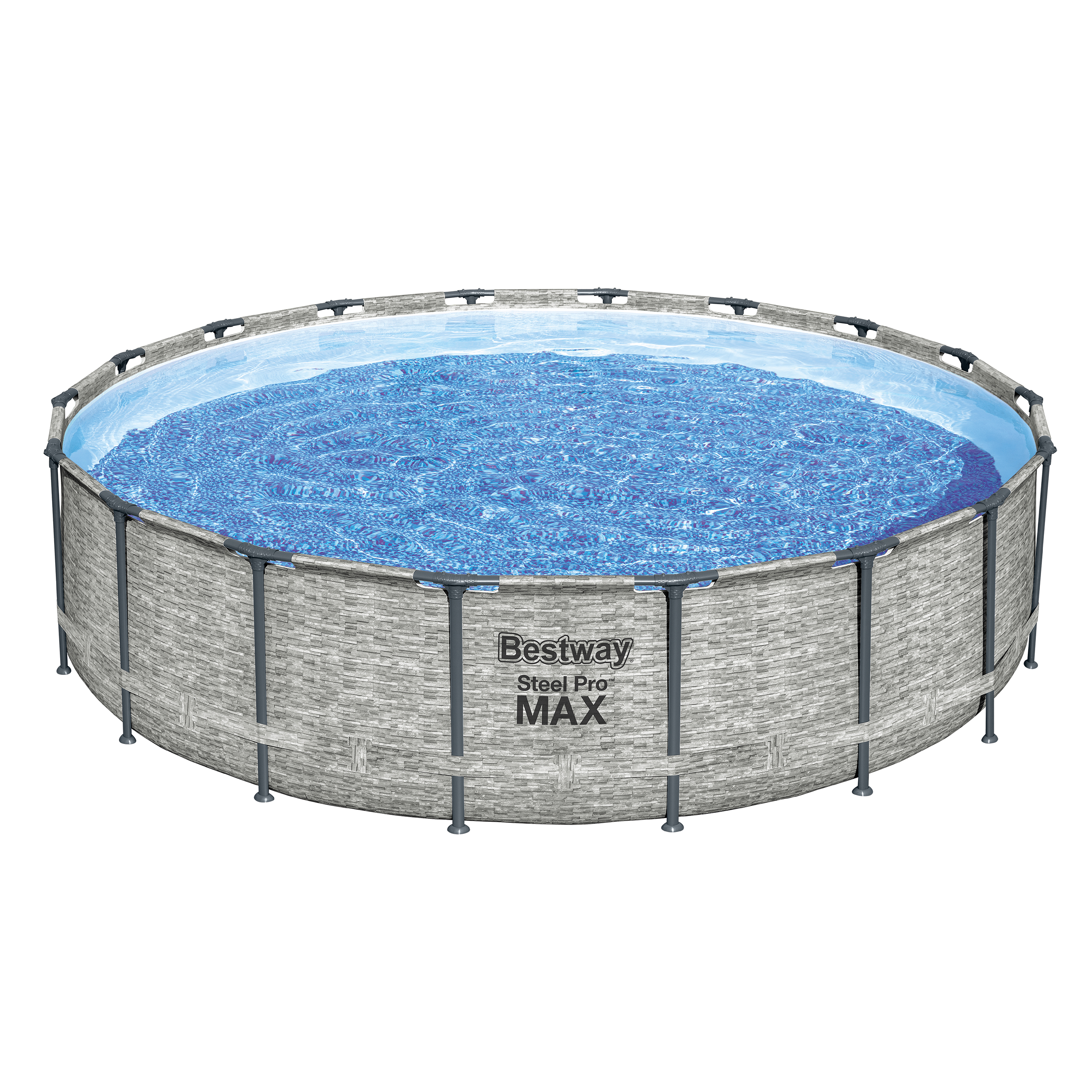 Steel Pro MAX™ Solo Pool ohne Zubehör Ø 549 x 122 cm, Steinwand-Optik (Cremegrau), rund