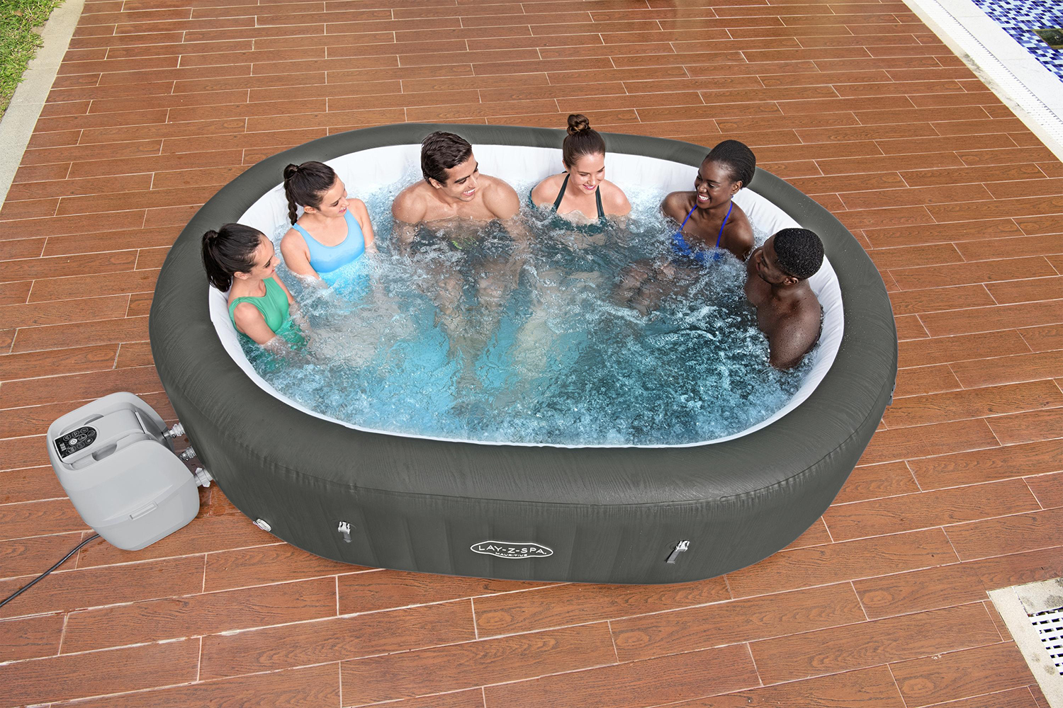 LAY-Z-SPA® XXL WLAN-Whirlpool Mauritius AirJet™ 270 x 180 x 71 cm, oval