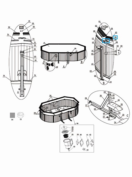 Bestway® Spare Part Bottom metal piece (black) for Hydrium™ steel wall pools (exept Splasher)