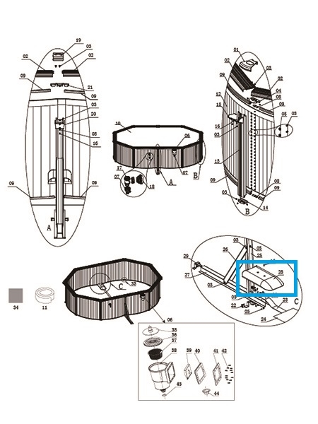 Bestway® Spare Part Inner bottom protector for Hydrium™ Pools 500 / 610 / 740 cm, oval