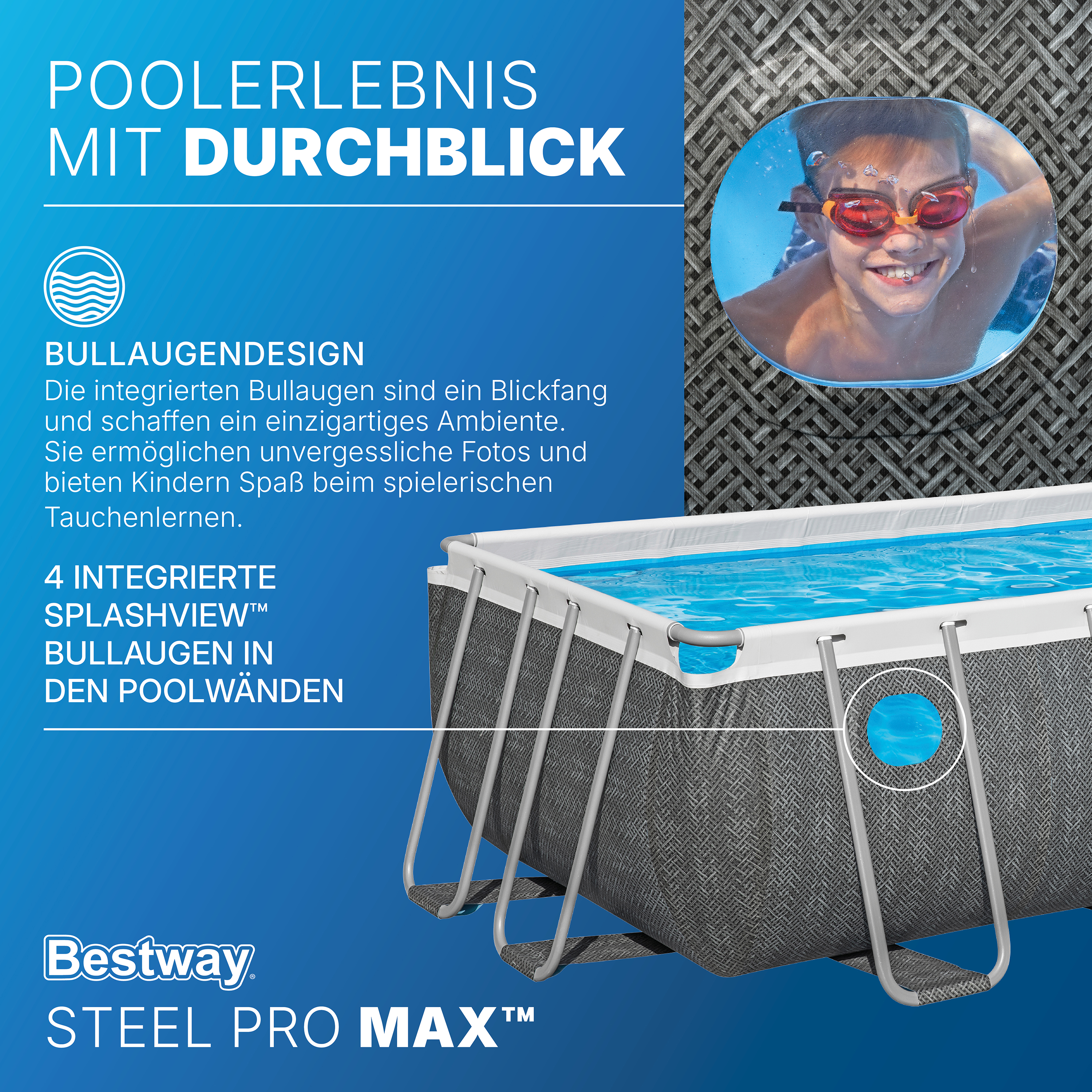 Steel Pro MAX™ Solo Pool ohne Zubehör 488 x 244 x 122 cm, grau, eckig