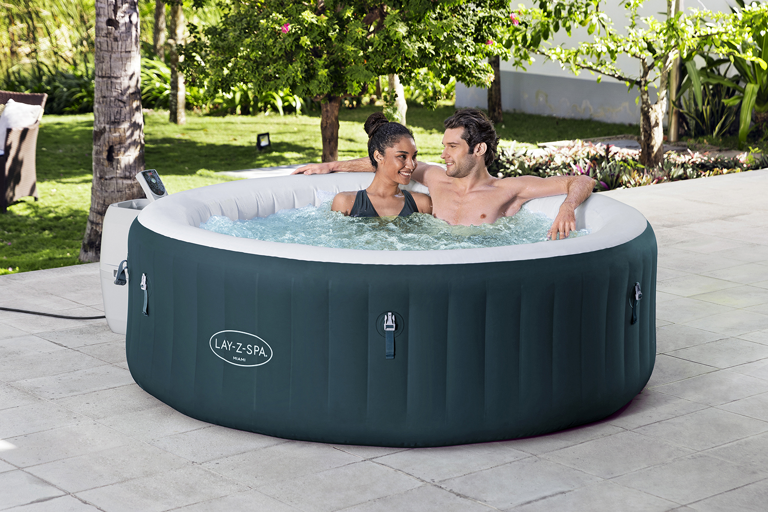 LAY-Z-SPA® Energiespar-Whirlpool Miami AirJet™ für 6 Personen Ø 196 x 66 cm, Dunkelgrün
