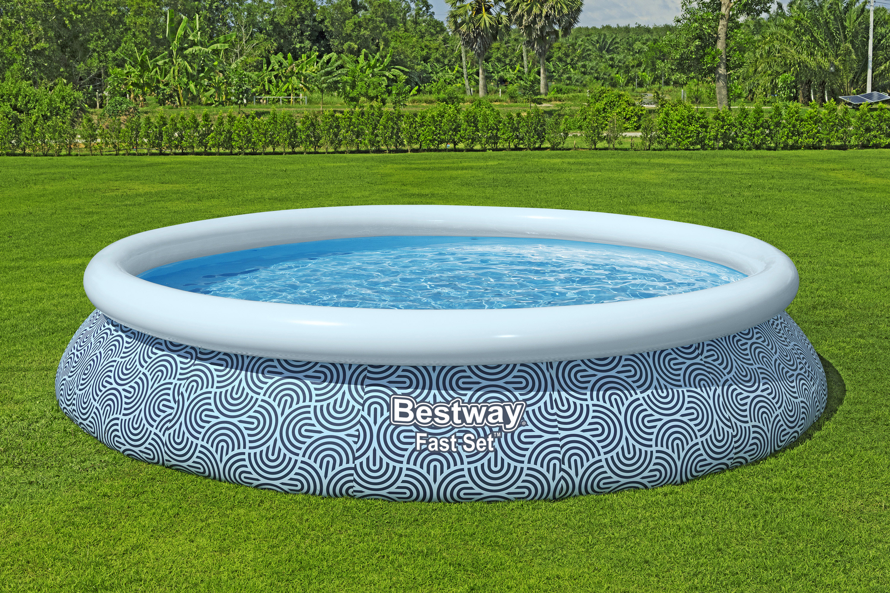 Fast Set™ Aufstellpool Set mit Filterpumpe Ø 457 x 84 cm, Grafisches Liniendesign, rund