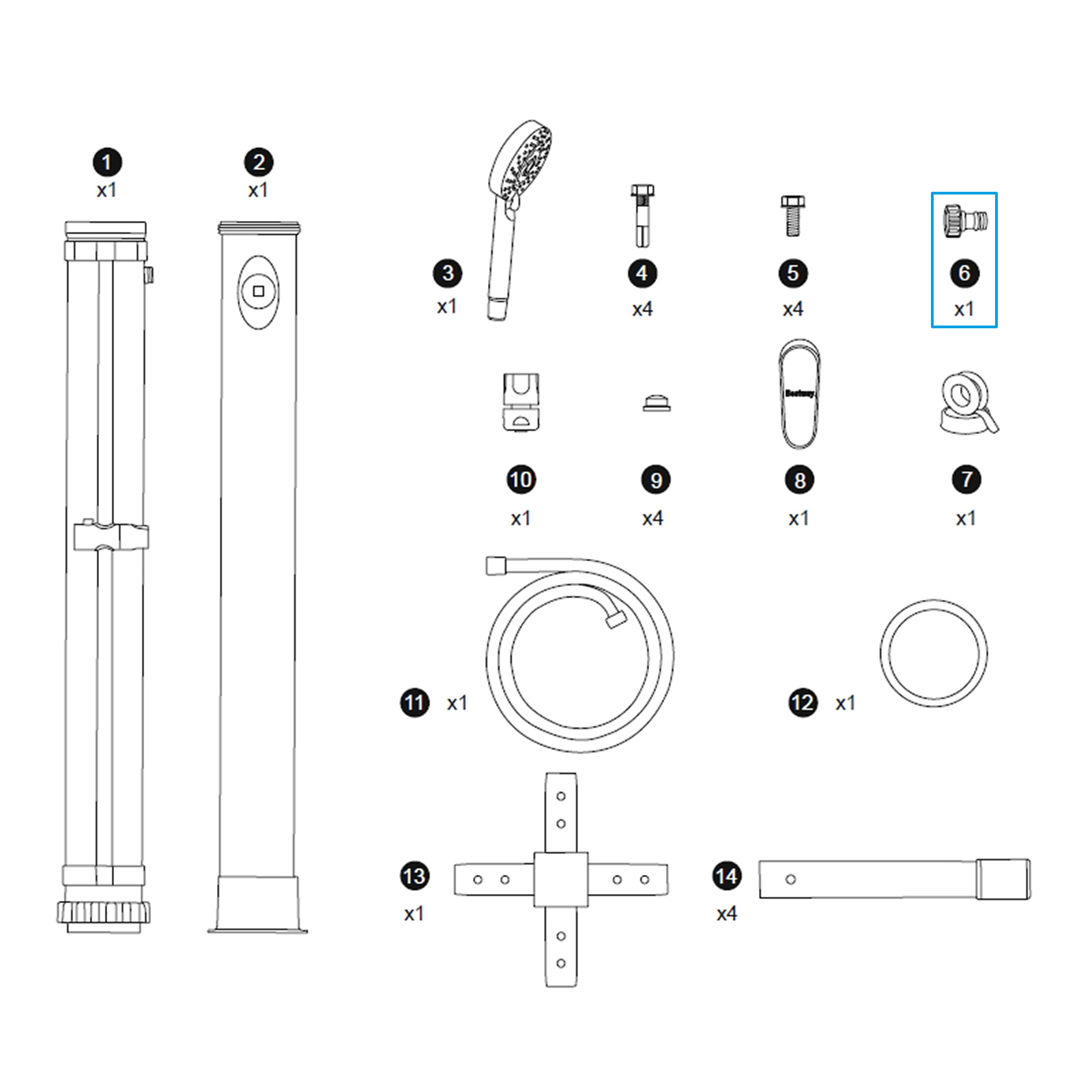 Bestway® Spare Part Hose connectors (set) for Solar Flow Outdoor Shower