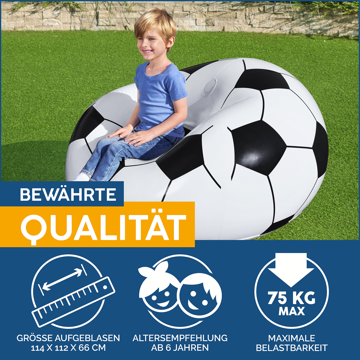Up, In & Over™ 45" x 44" x 26"/1.14m x 1.12m x 66cm Beanless Soccer Ball Chair