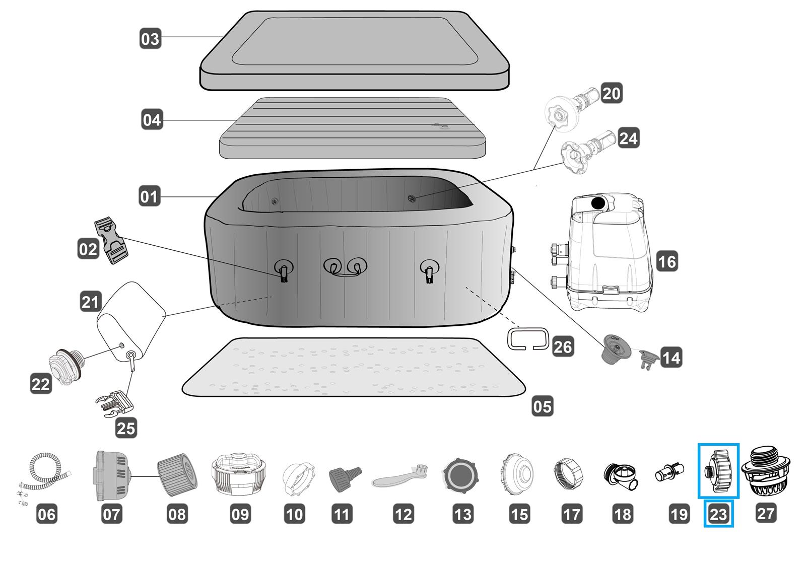 Bestway® Spare Part Drain valve adapter for Lay-Z-Spa™ whirlpools Bestway® Spare Part Drain valve adapter for Lay-Z-Spa™ whirlpools