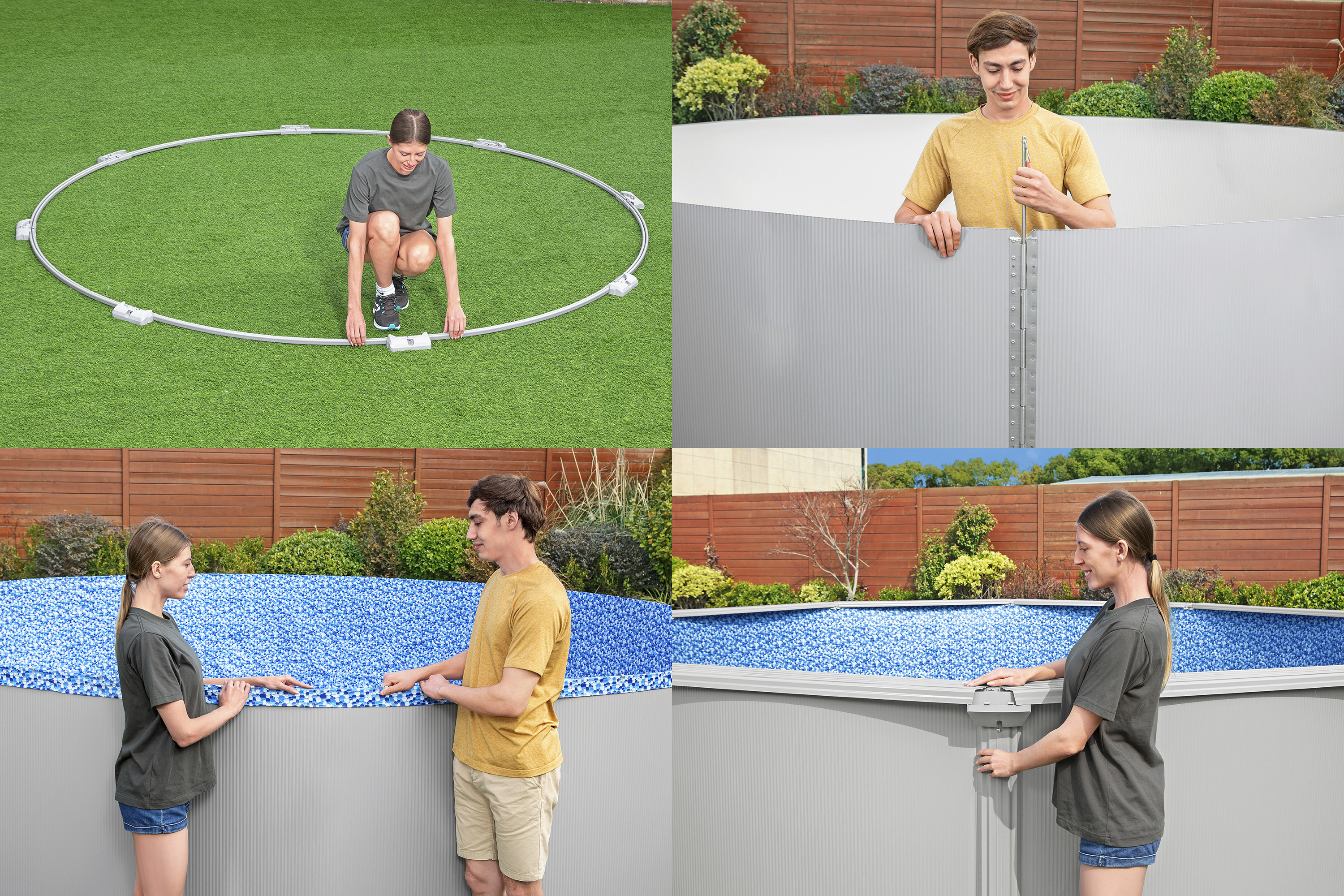 Hydrium™ Stahlwandpool Komplett Set mit Sandfilteranlage Ø 305 x 122 cm, granitgrau, rund