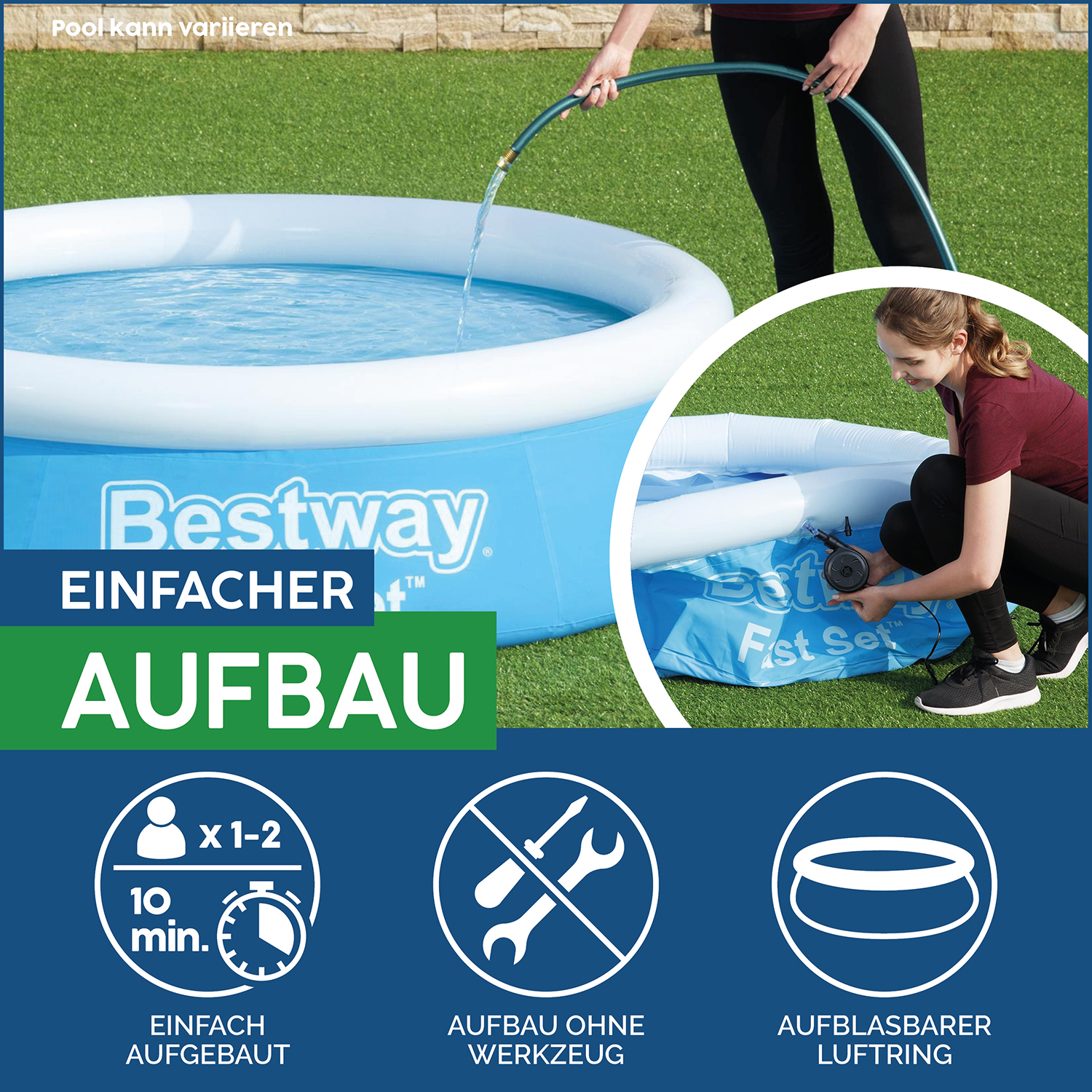 Fast Set™ Aufstellpool-Set mit Filterpumpe Ø 244 x 61 cm, blau, rund