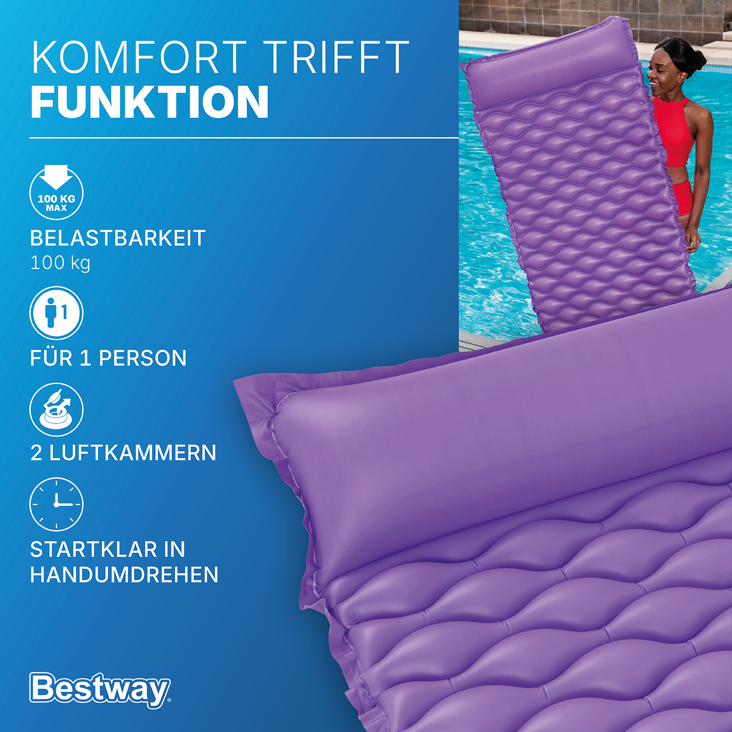 Luftmatratze Float 'n Roll 213 x 86 cm, Lila