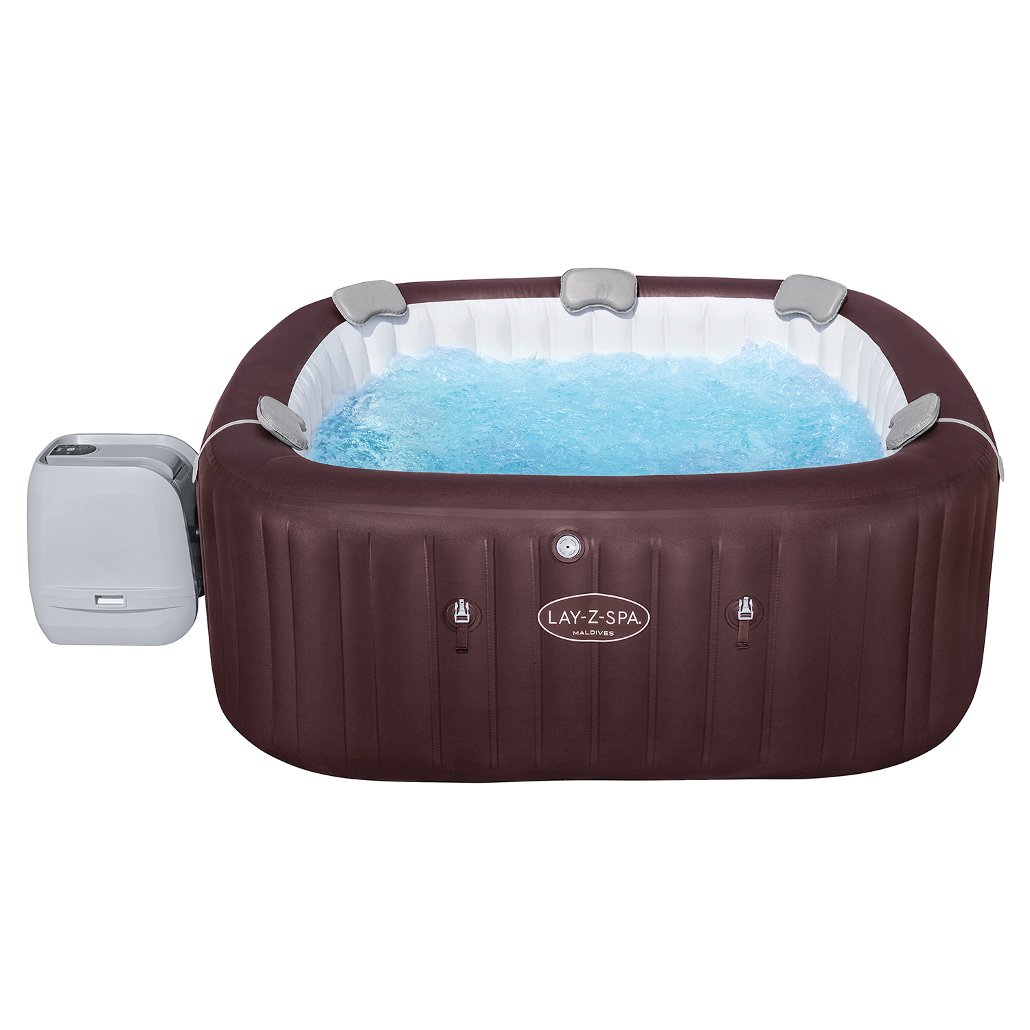 LAY-Z-SPA® Energiespar-Whirlpool Maldives HydroJet Pro™ mit App-Steuerung, für 7 Personen 201 x 201 x 80 cm, Mahagoni