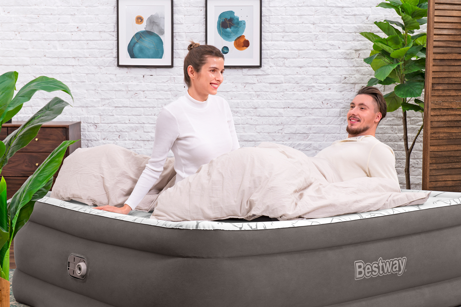 TriTech™ Doppelluftbett Fashion Flock™ mit integrierter Elektropumpe 203 x 152 x 56 cm