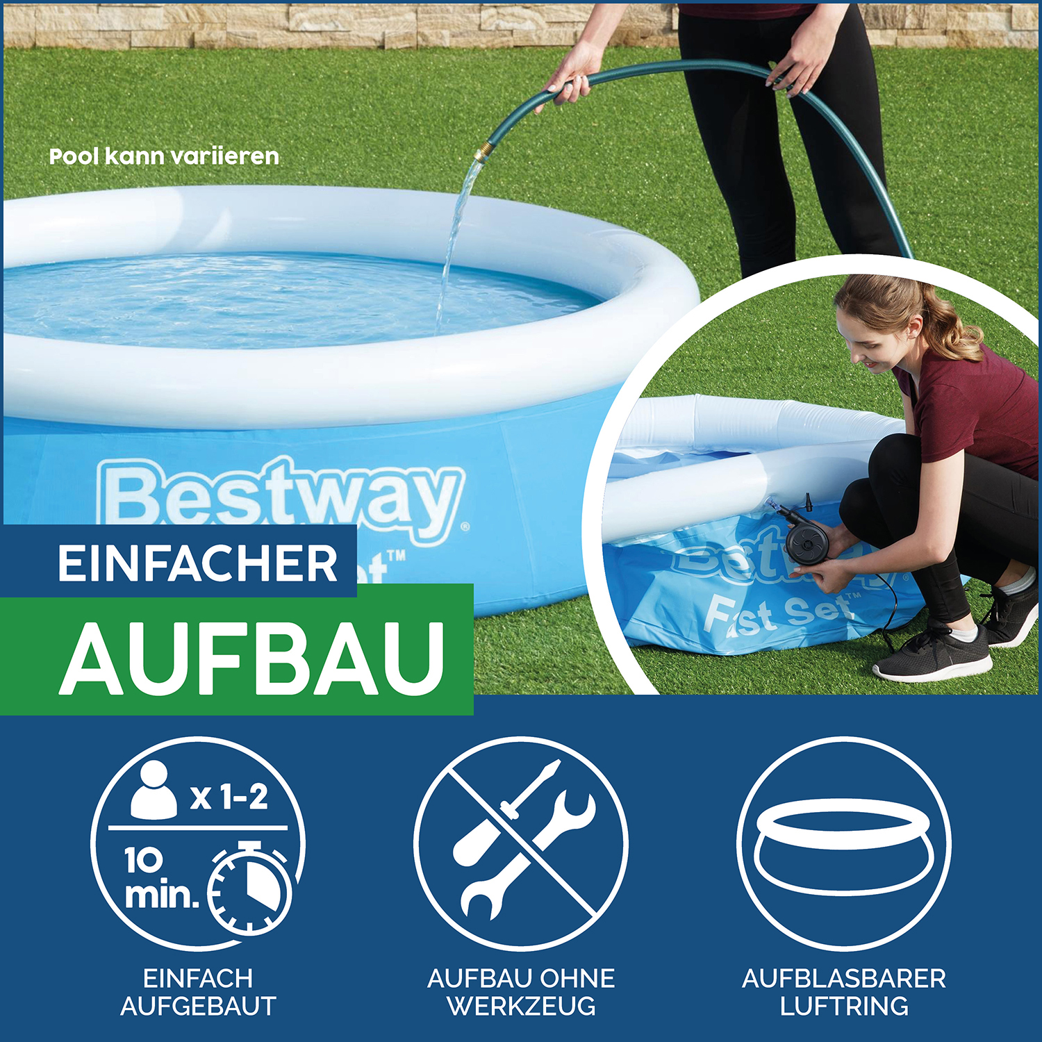Fast Set™ OctoPool mit integerierten Wassersprinklern Ø 274 x 76 cm, blau mit Muster, rund Fast Set™ OctoPool mit integerierten Wassersprinklern Ø 274 x 76 cm, blau mit Muster, rund