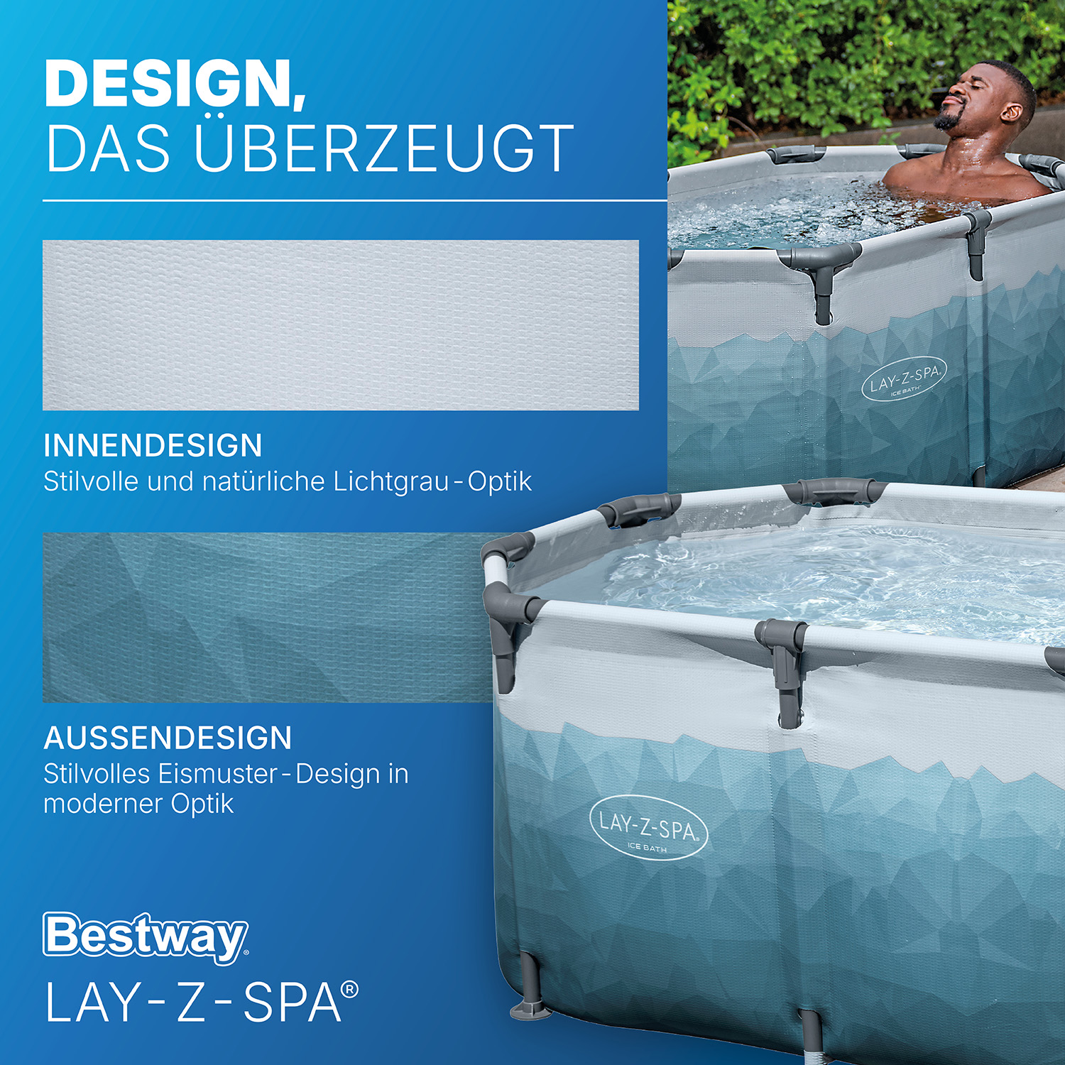 LAY-Z-SPA® Eisbad Glacial Dip™ mit Filterpumpe 150 x 90 x 65 cm, oval