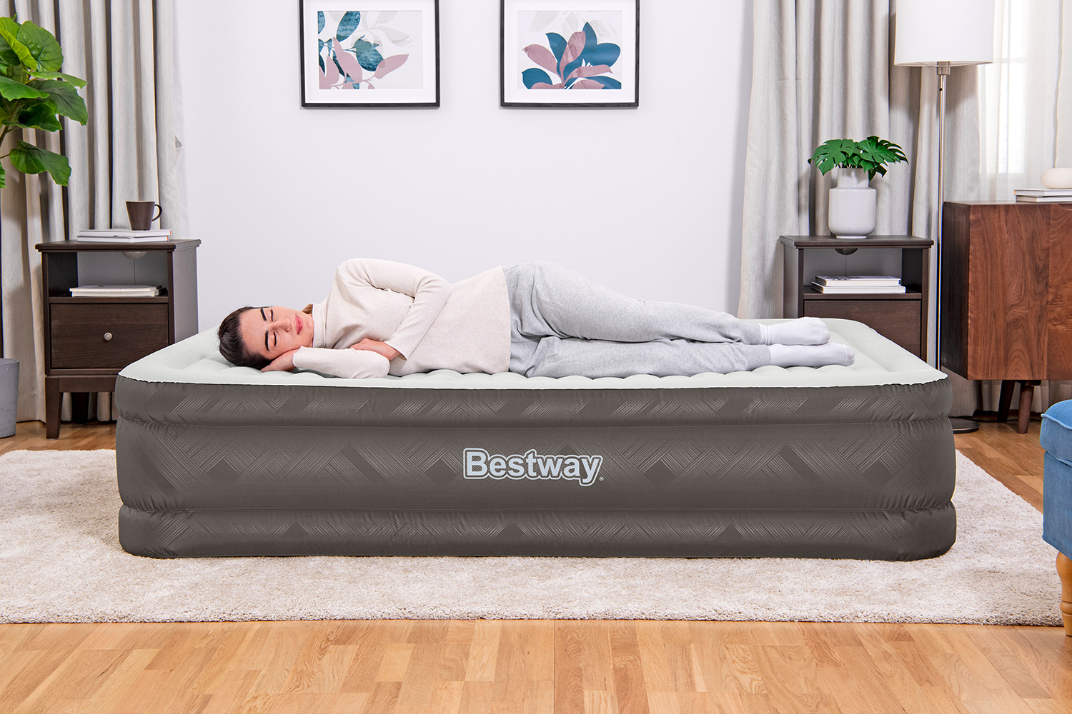 Fortech™ Doppelluftbett mit integrierter Elektropumpe 203 x 152 x 46 cm