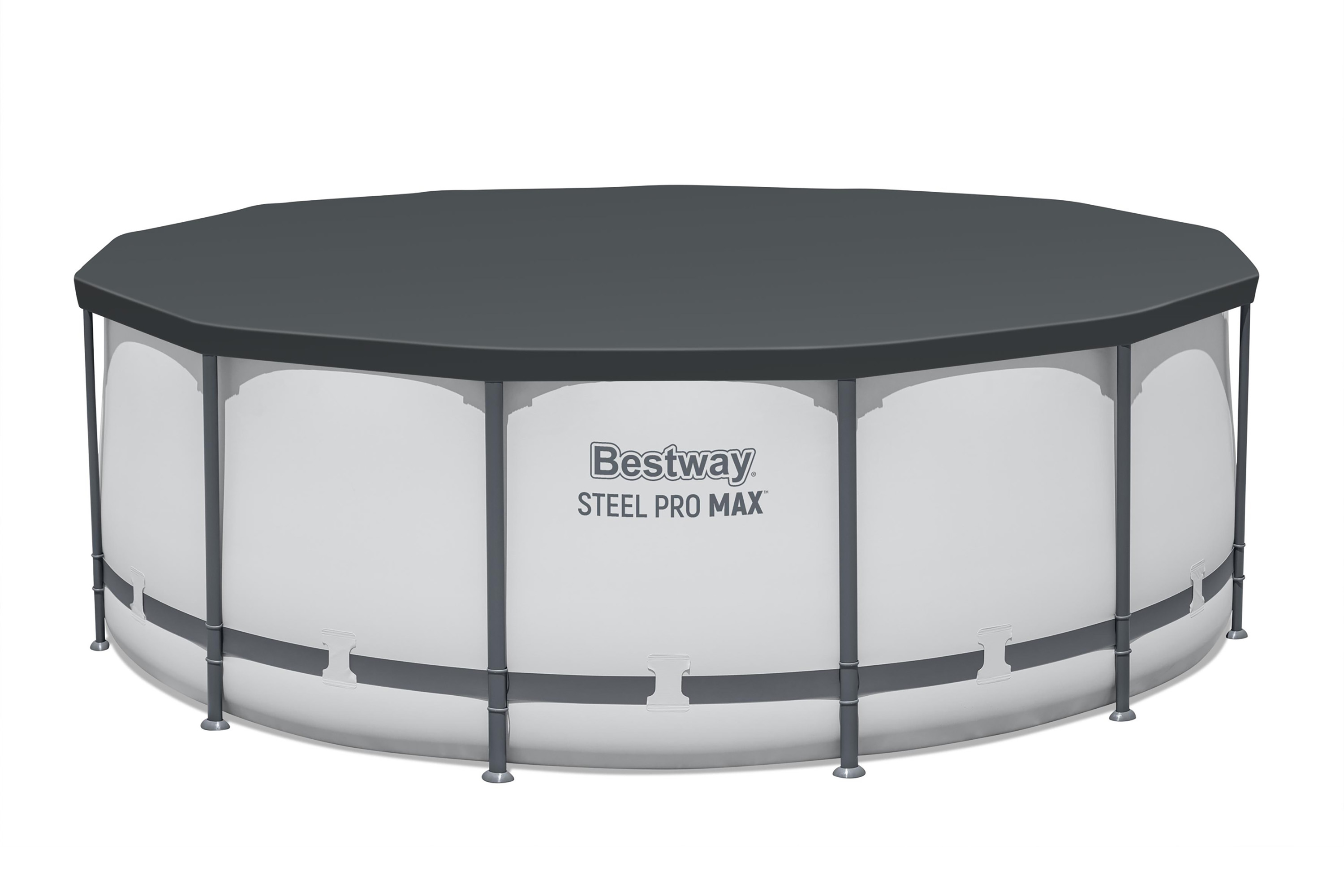 Steel Pro MAX™ Frame Pool  Komplett Set mit Filterpumpe Ø 396 x 122 cm, lichtgrau, rund