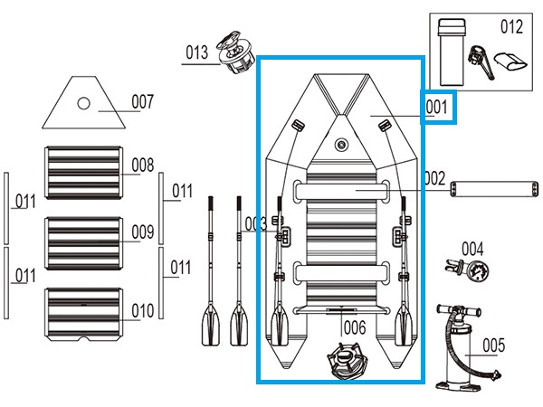 Bestway® Spare Part Body for Hydro-Force™ Sport boat Mirovia Pro 330x162x44cm