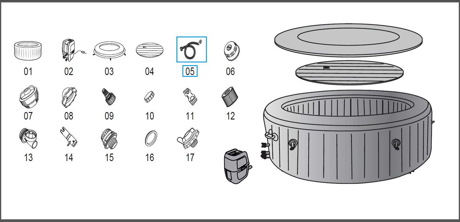 Bestway® Spare Part Inflation hose for various LAY-Z-SPA® AirJet™ whirlpools (from 2021)