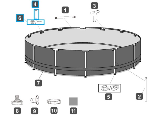 Bestway® Spare Part Pin and gasket set (grey / 10 pieces each) for Steel Pro MAX™ pools Ø 305/366cm