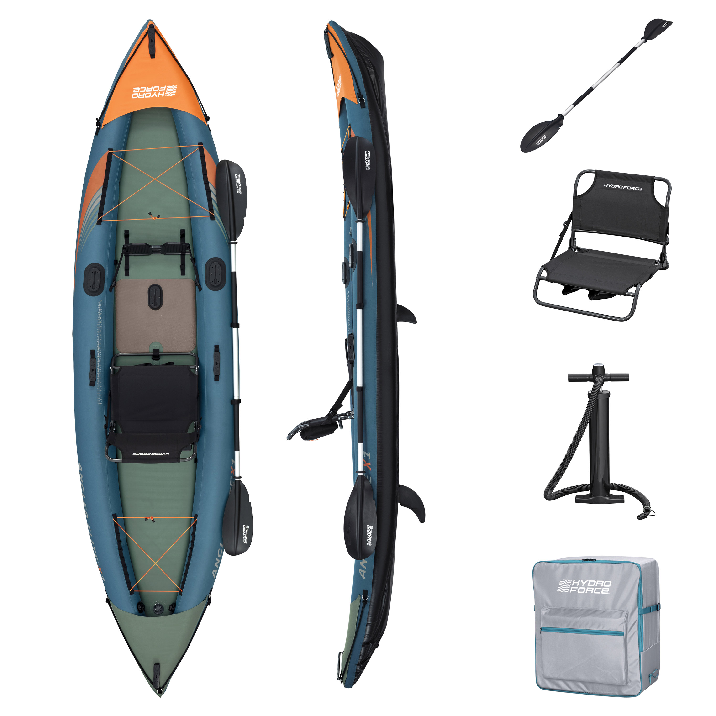 Hydro Force® Kajak Set Angler Elite™ mit Anglersitz 380 x 99 x 37 cm