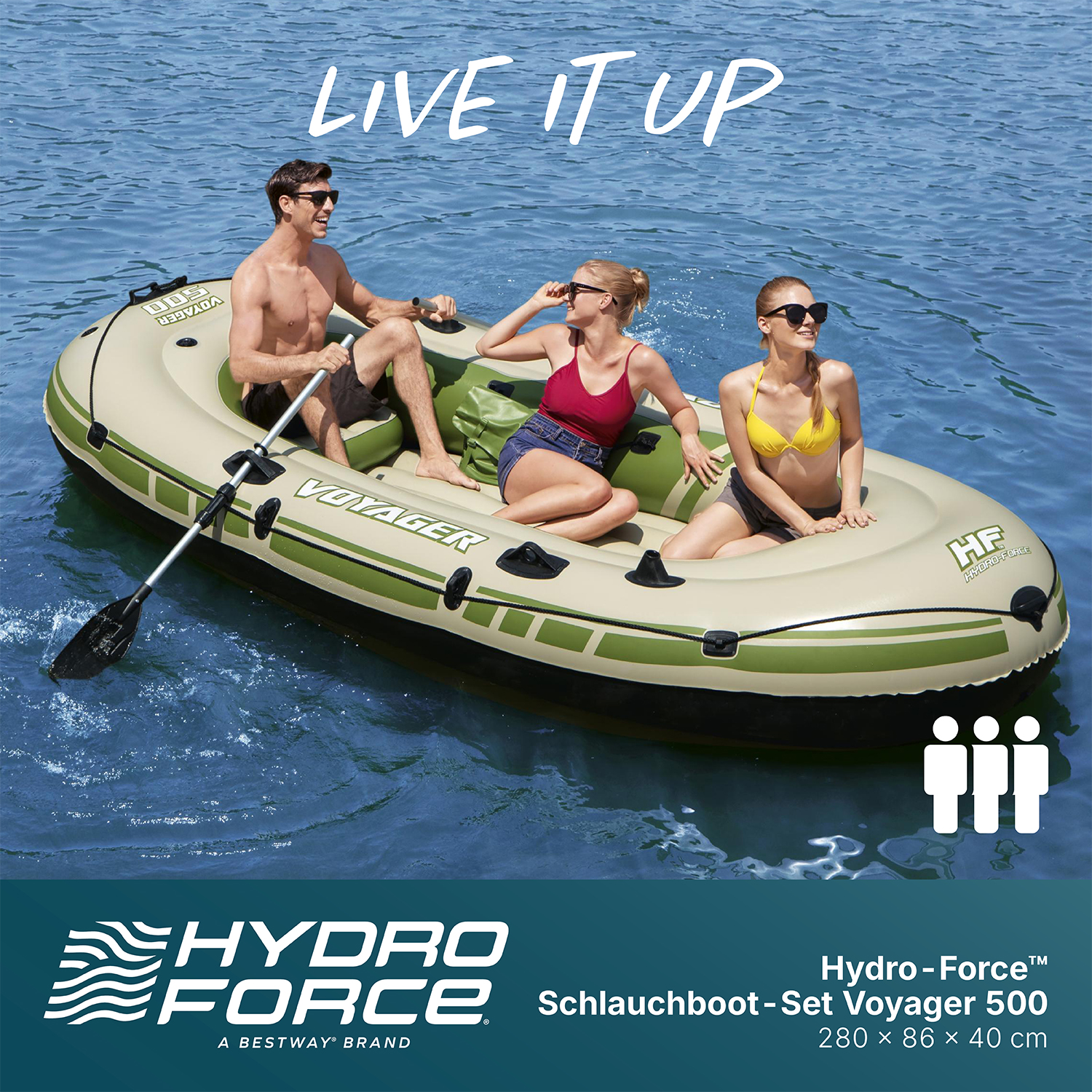 Hydro-Force™ Schlauchboot-Set für 3 Personen Voyager 500 348 x 141 x 48 cm