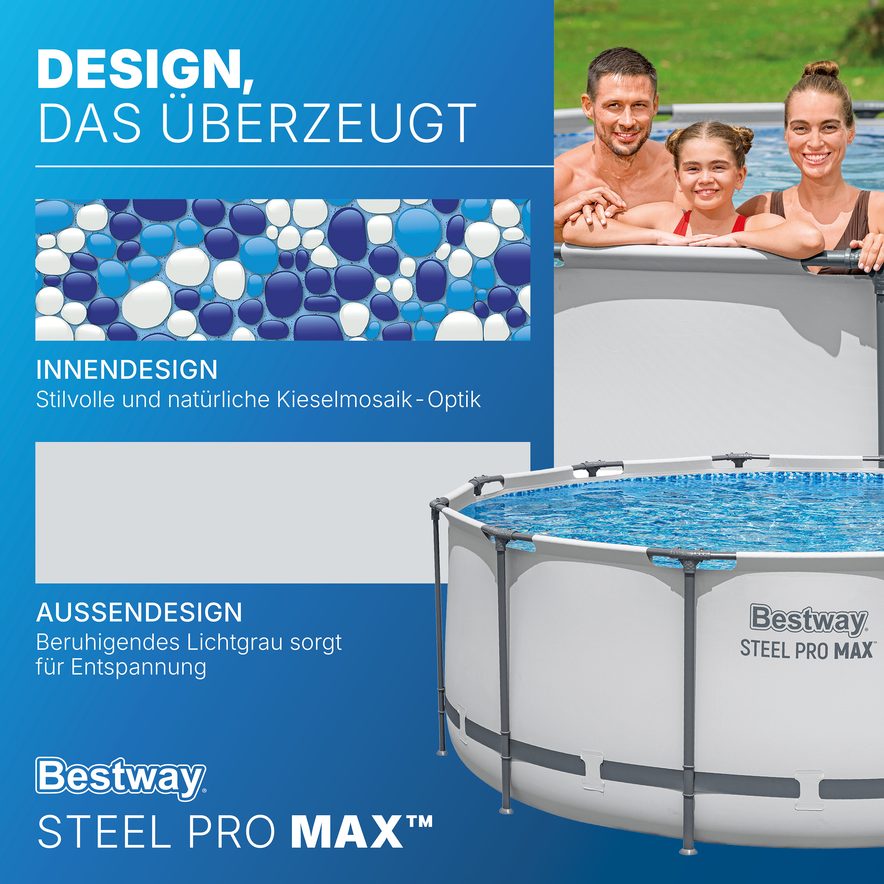 Steel Pro MAX™ Frame Pool Komplett Set mit Filterpumpe Ø 366 x 122 cm, lichtgrau, rund