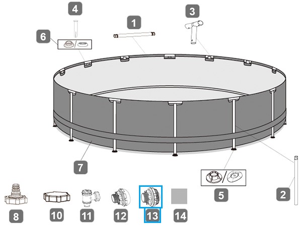 Bestway® Spare Part pool outlet strainer (grey / Ø 38 mm) for pools with angle valves Bestway® Spare Part pool outlet strainer (grey / Ø 38 mm) for pools with angle valves