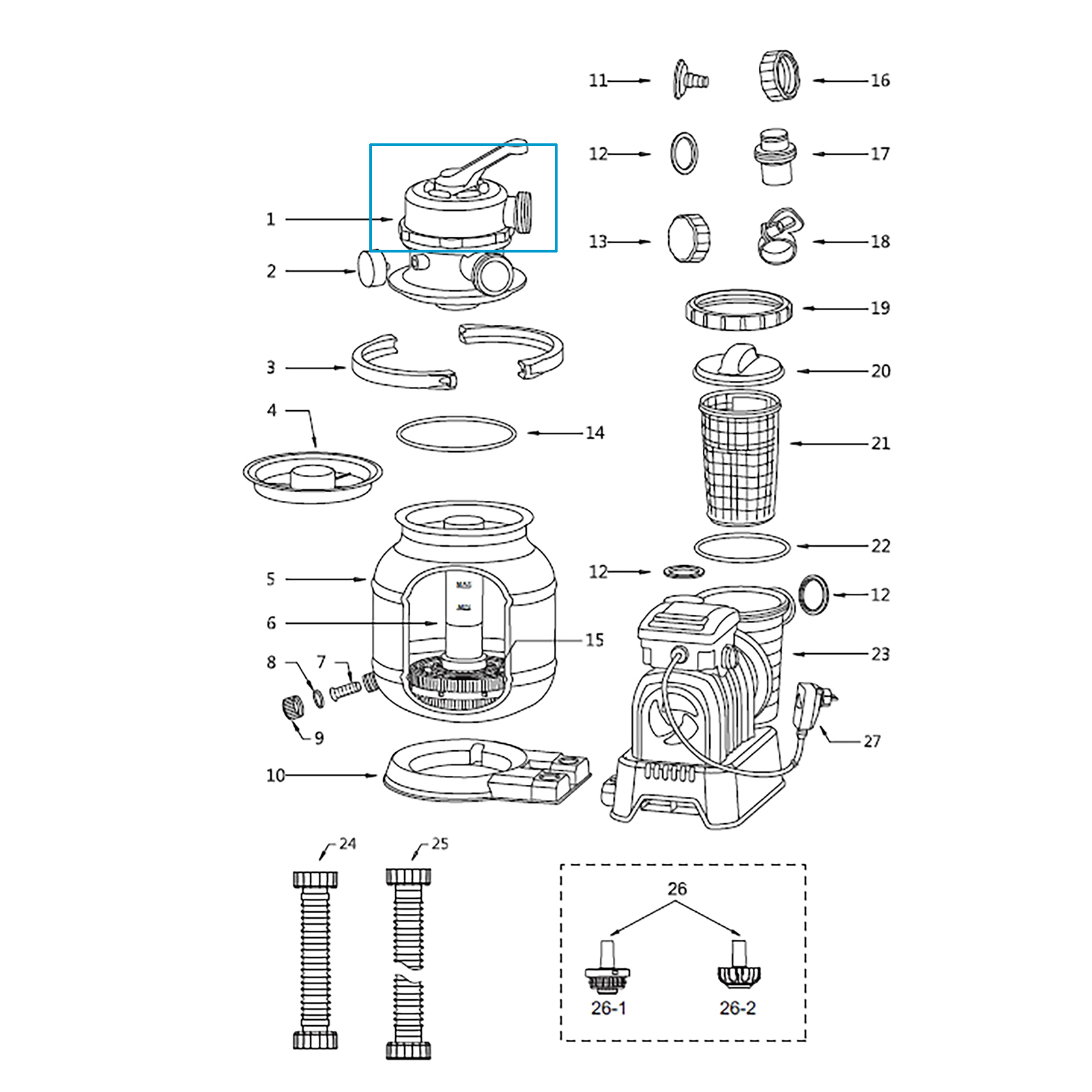 Bestway® Ersatzteil Dichtung für Regelventil von ausgwählten Sandfilteranlagen